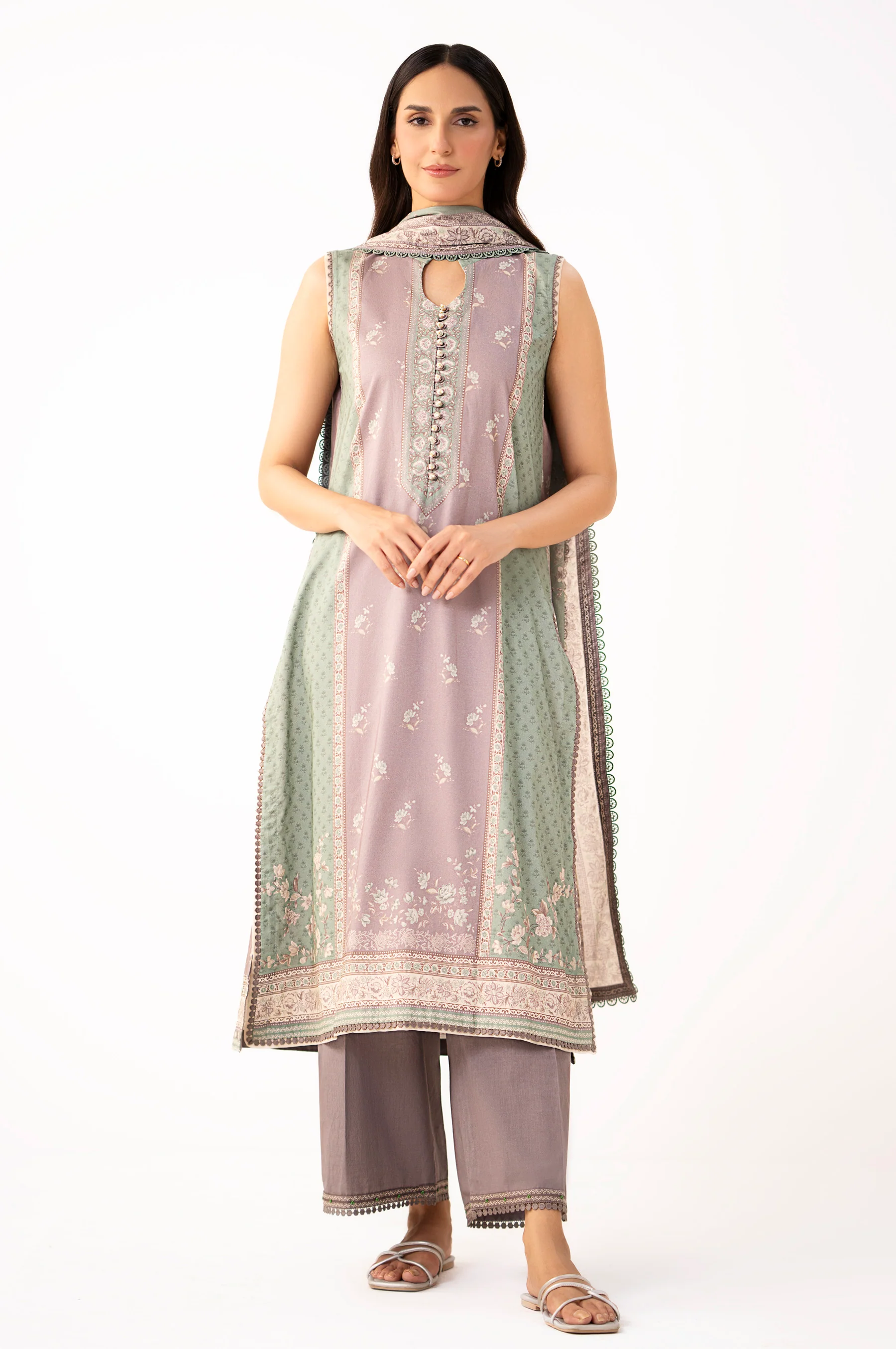 Unstitched 3 Piece Printed Lawn Suit - Image 6