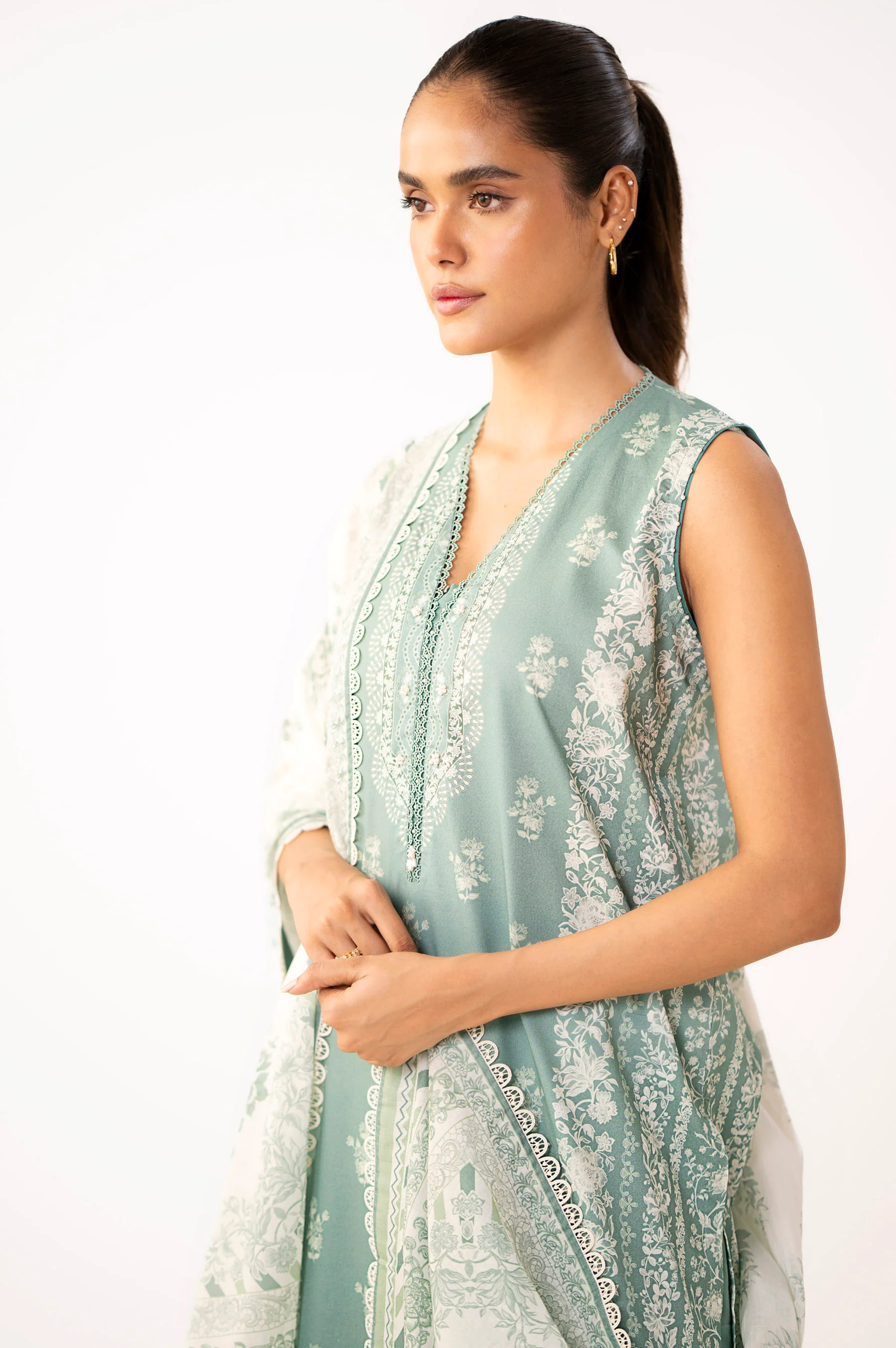 Unstitched 3 Piece Printed Lawn Suit - Image 3
