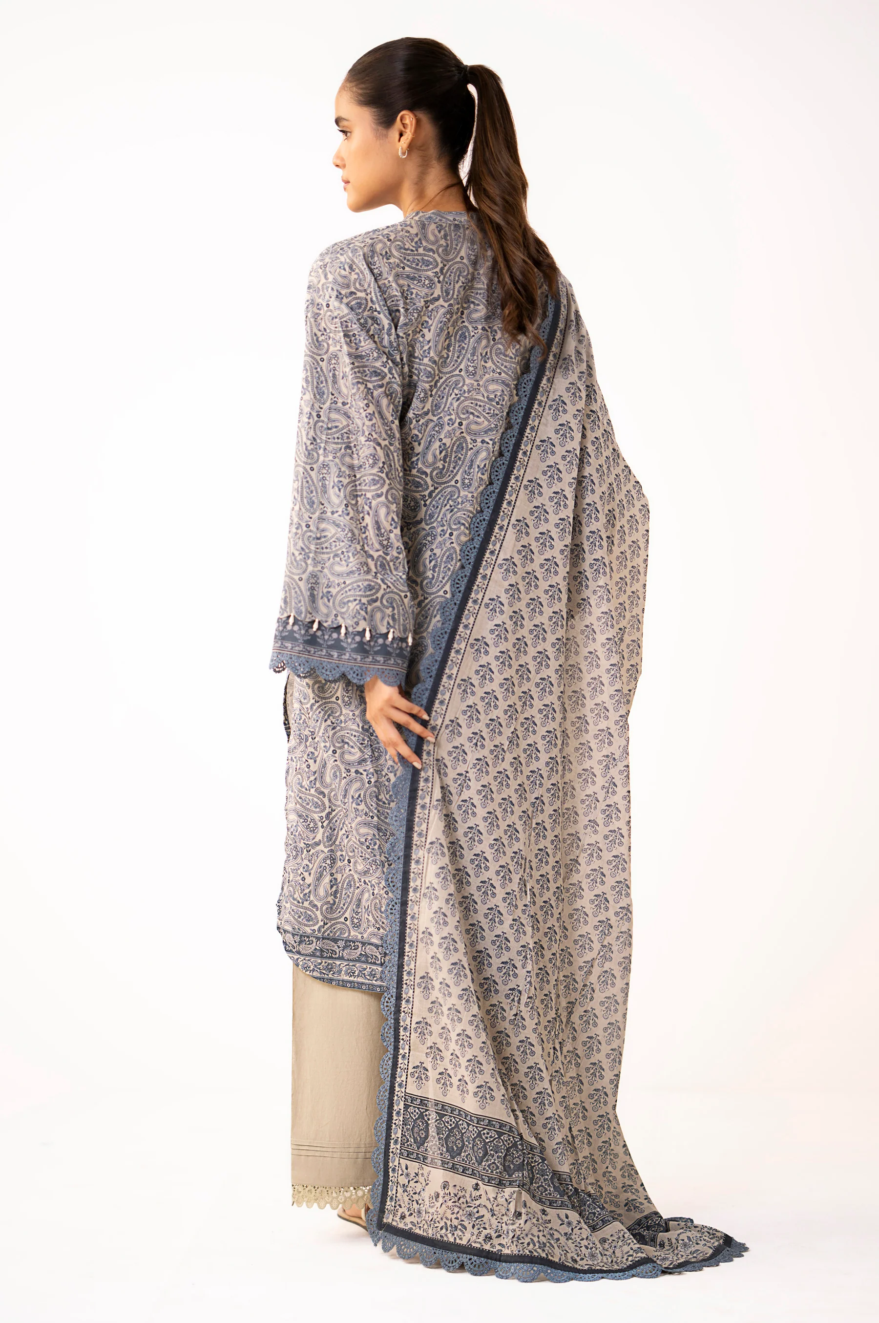 Unstitched 3 Piece Printed Lawn Suit - Image 4