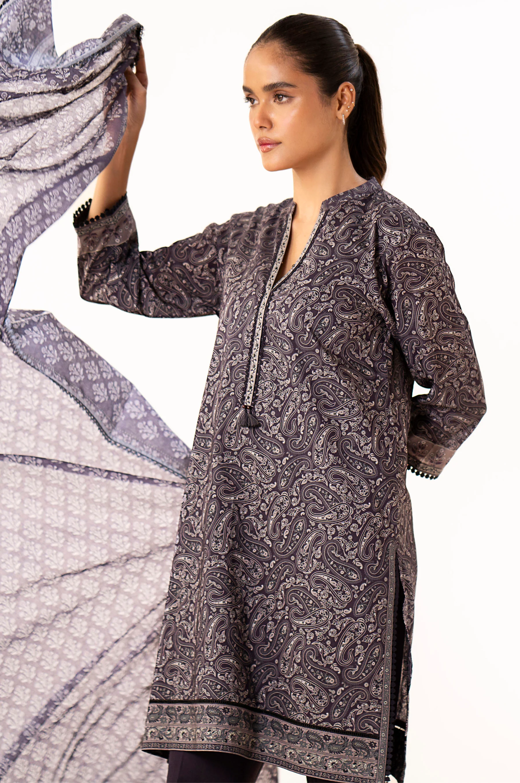 Unstitched 3 Piece Printed Lawn Suit - Image 2