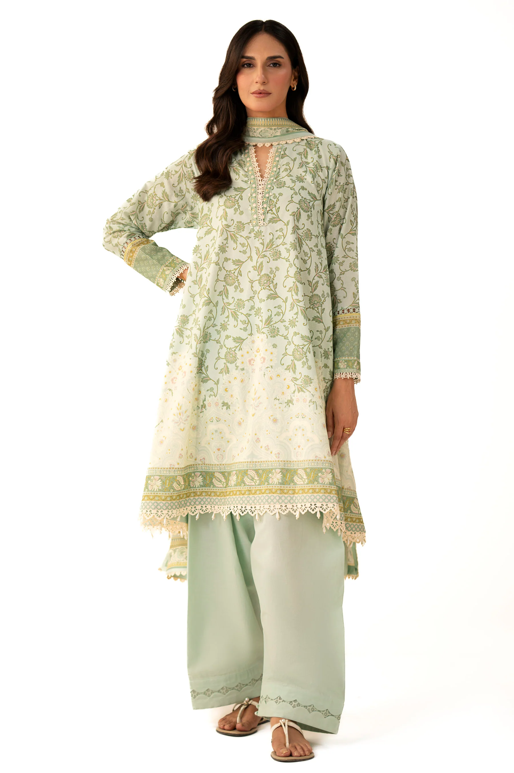Unstitched 3 Piece Printed Lawn Suit - Image 6