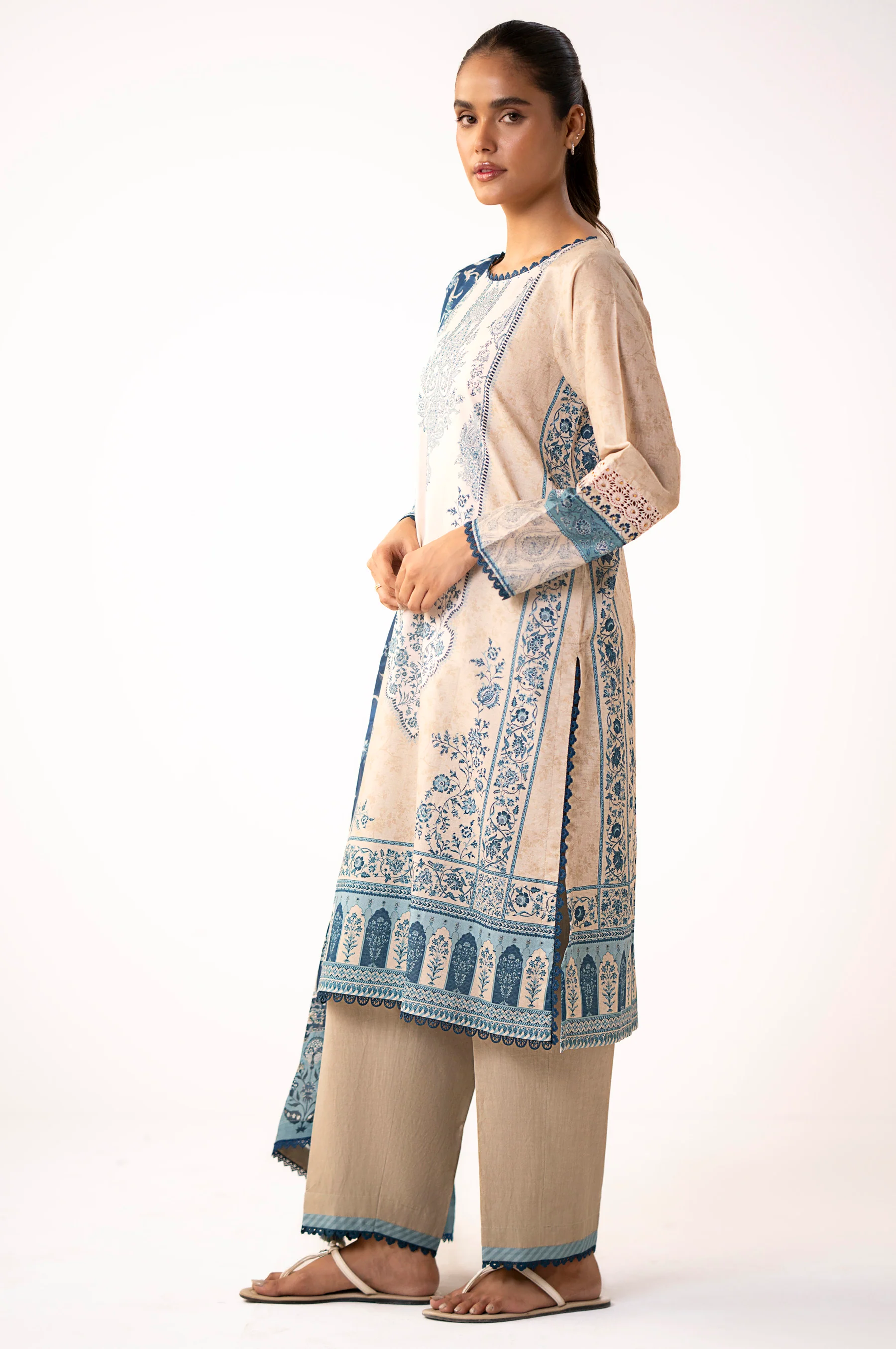 Unstitched 3 Piece Printed Lawn Suit - Image 5