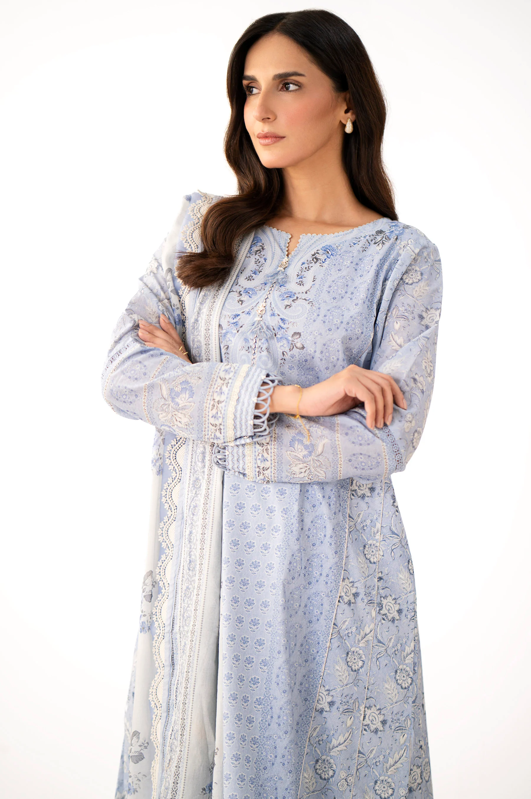 Unstitched 3 Piece Printed Lawn Suit - Image 2