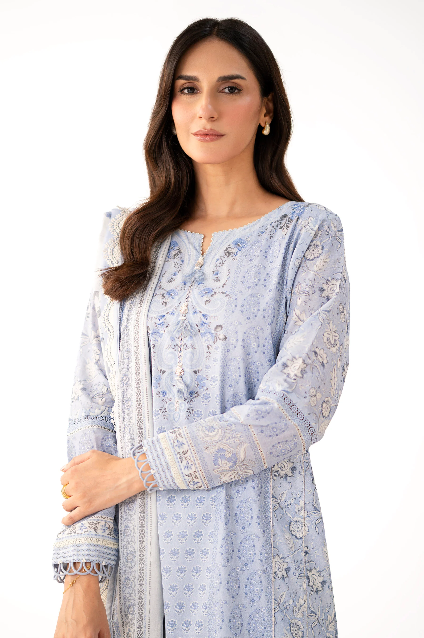 Unstitched 3 Piece Printed Lawn Suit - Image 3