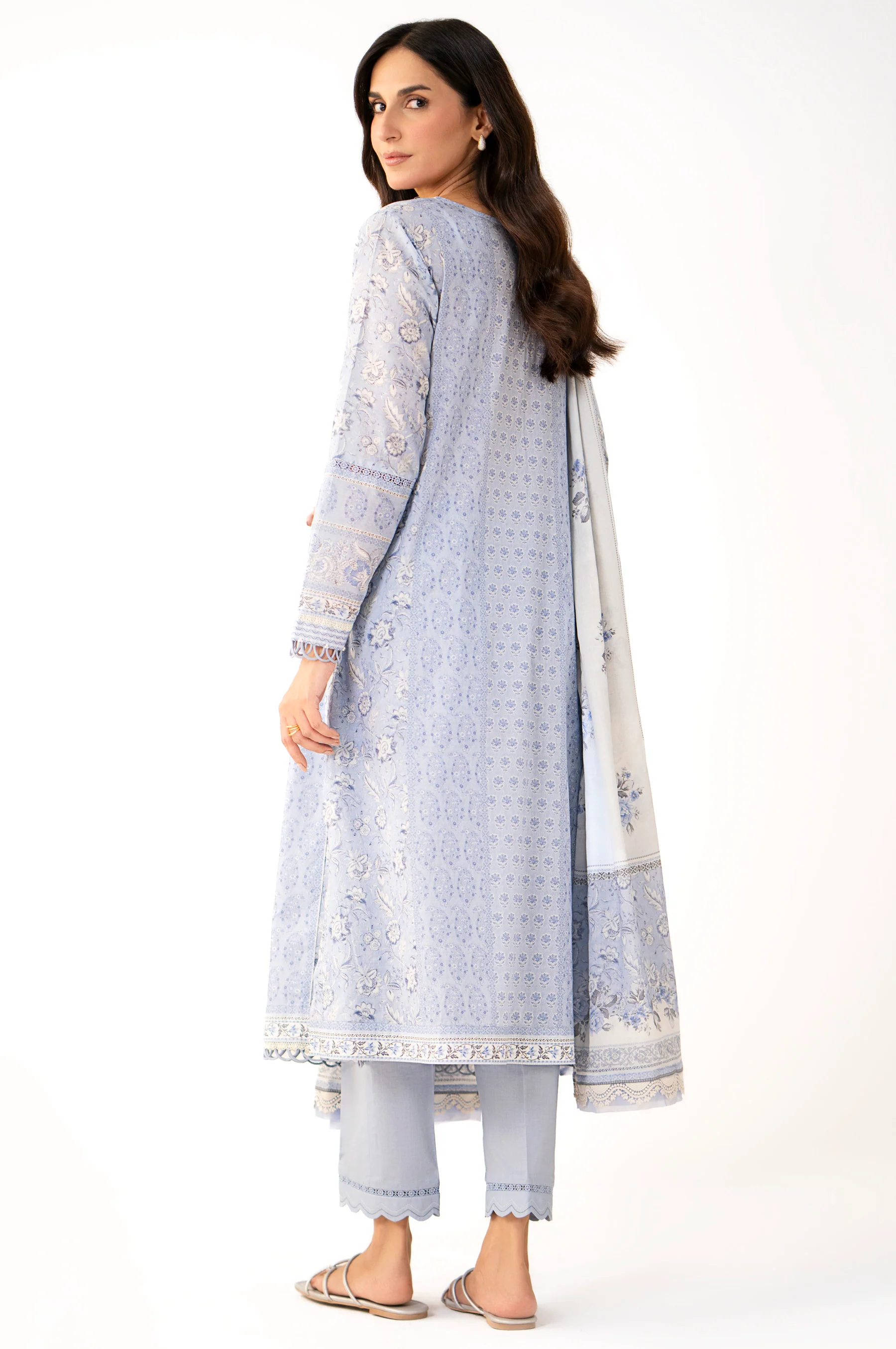 Unstitched 3 Piece Printed Lawn Suit - Image 4