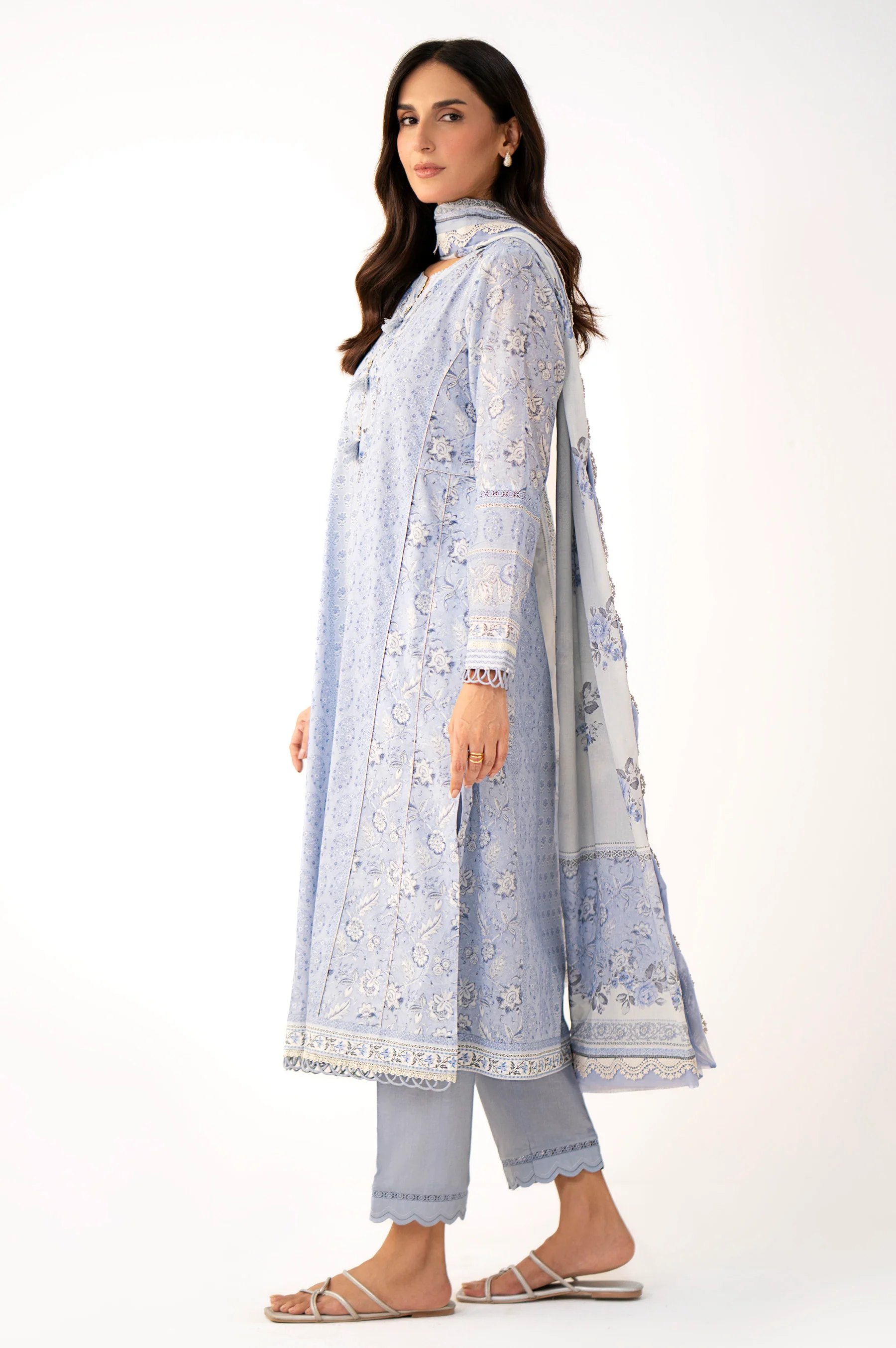 Unstitched 3 Piece Printed Lawn Suit - Image 5