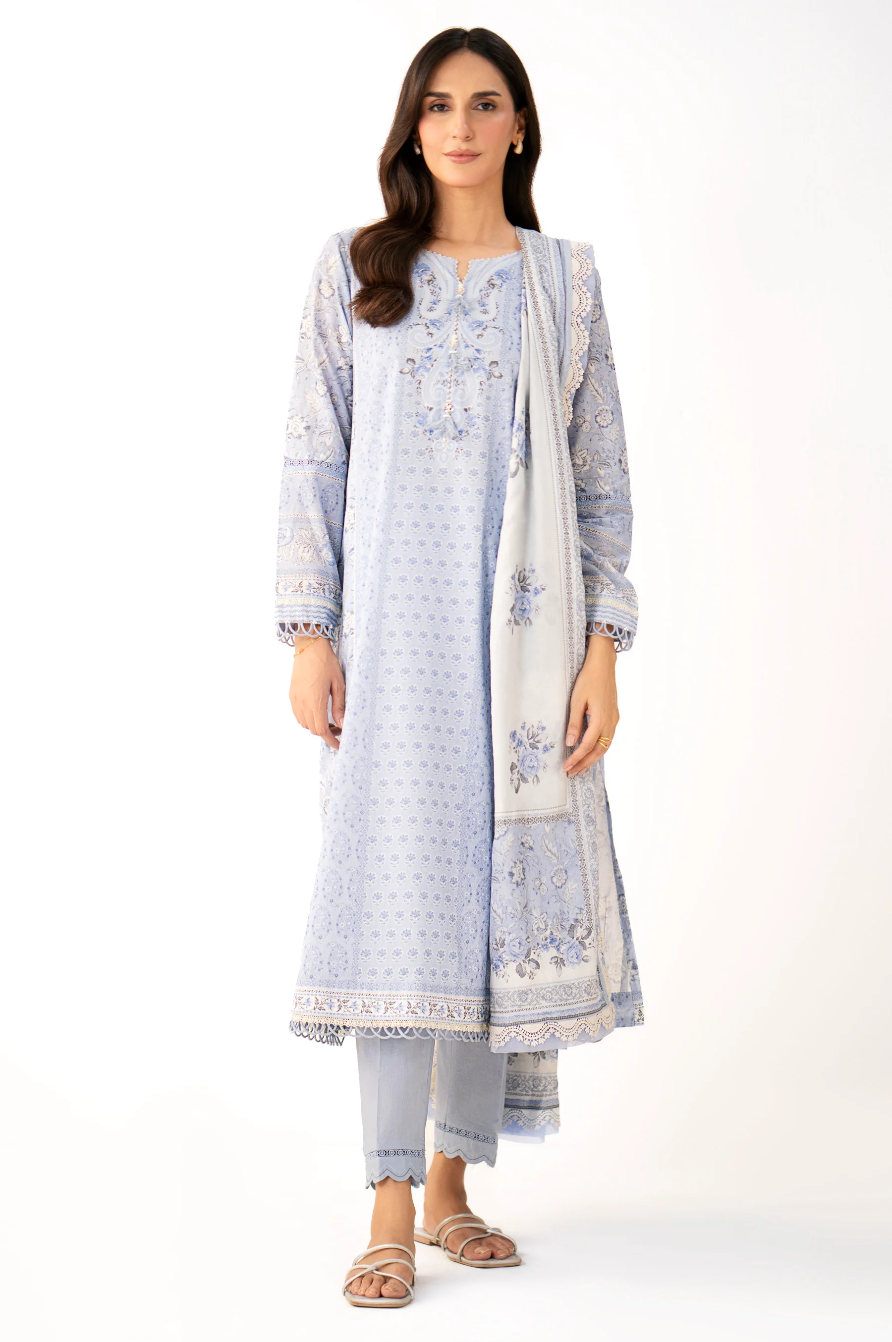 Unstitched 3 Piece Printed Lawn Suit - Image 6