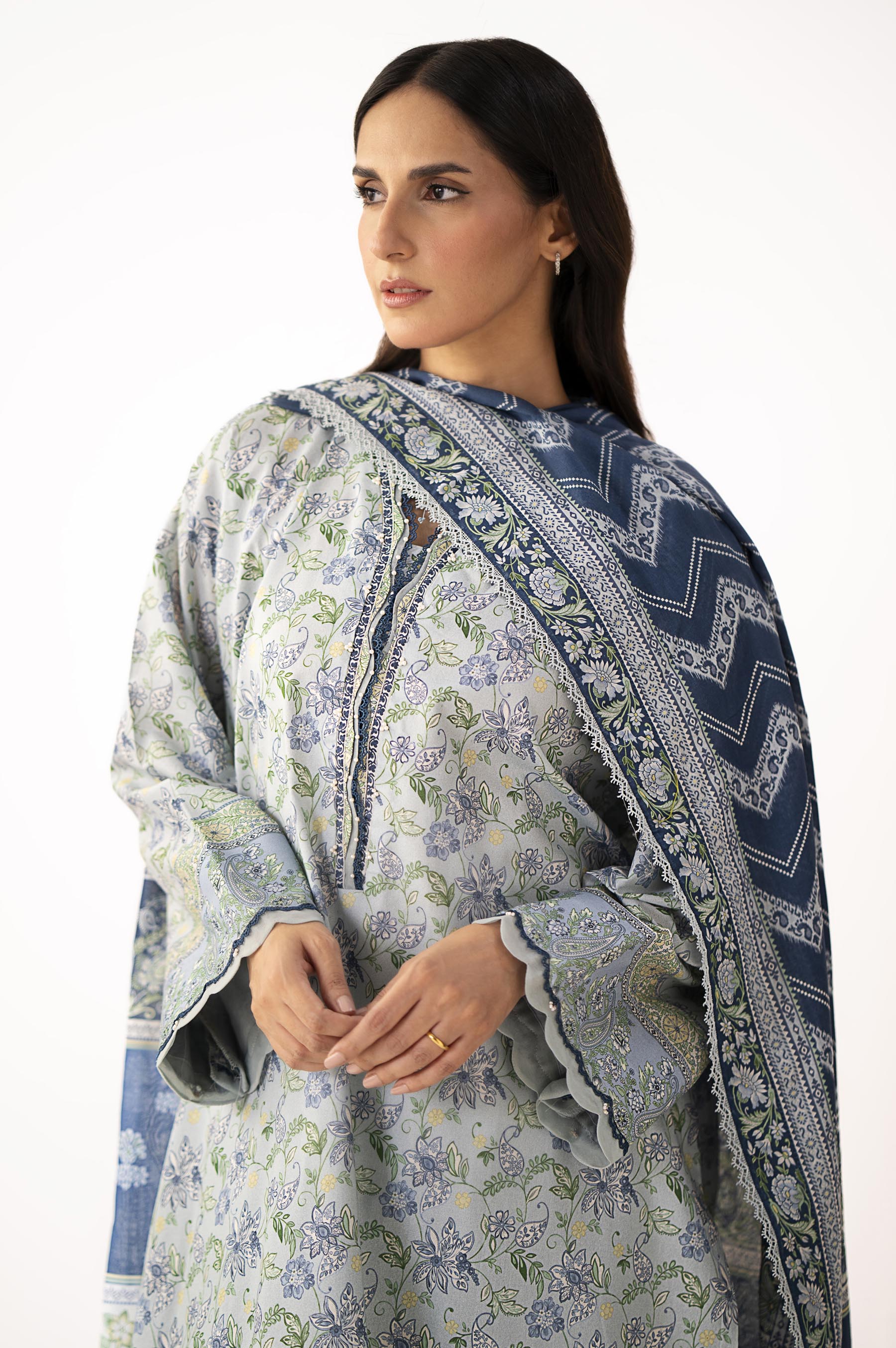 Unstitched 3 Piece Printed Lawn Suit - Image 2