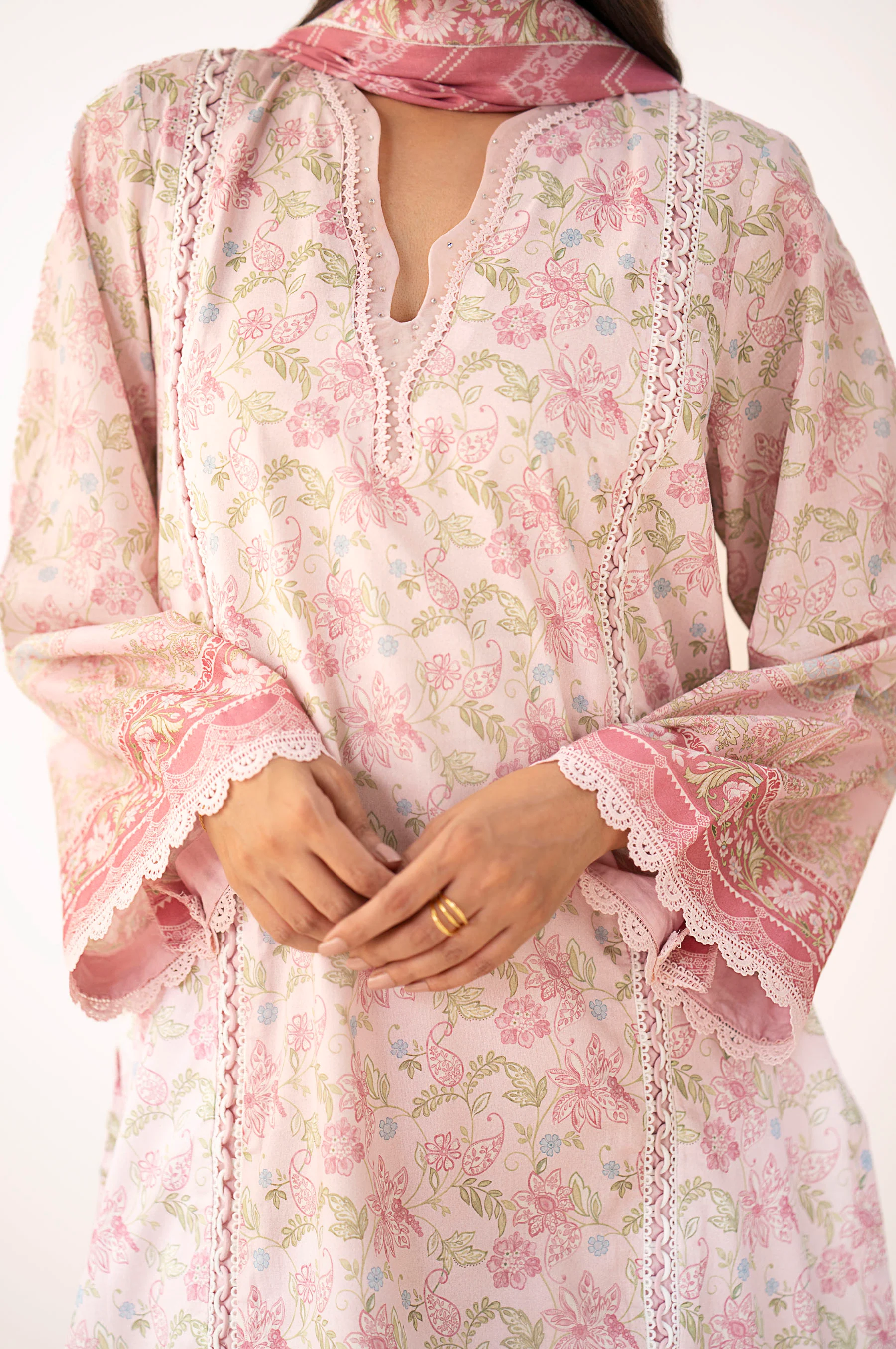 Unstitched 3 Piece Printed Lawn Suit - Image 3