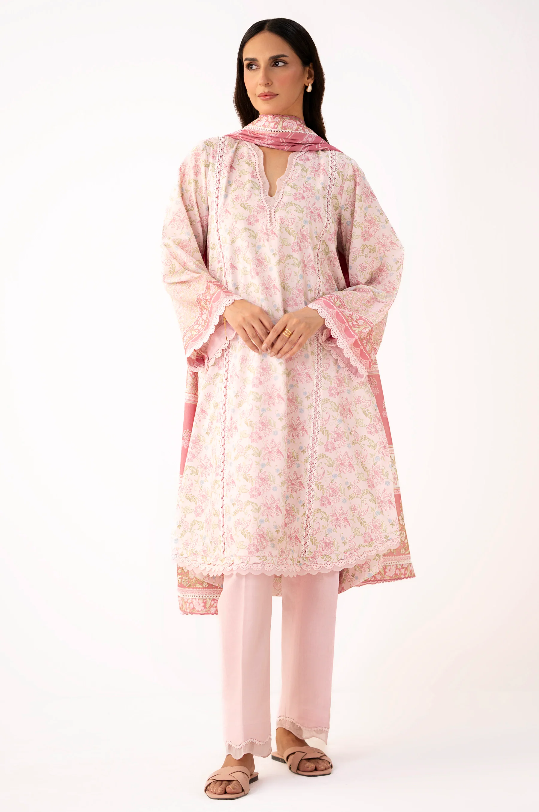 Unstitched 3 Piece Printed Lawn Suit - Image 4