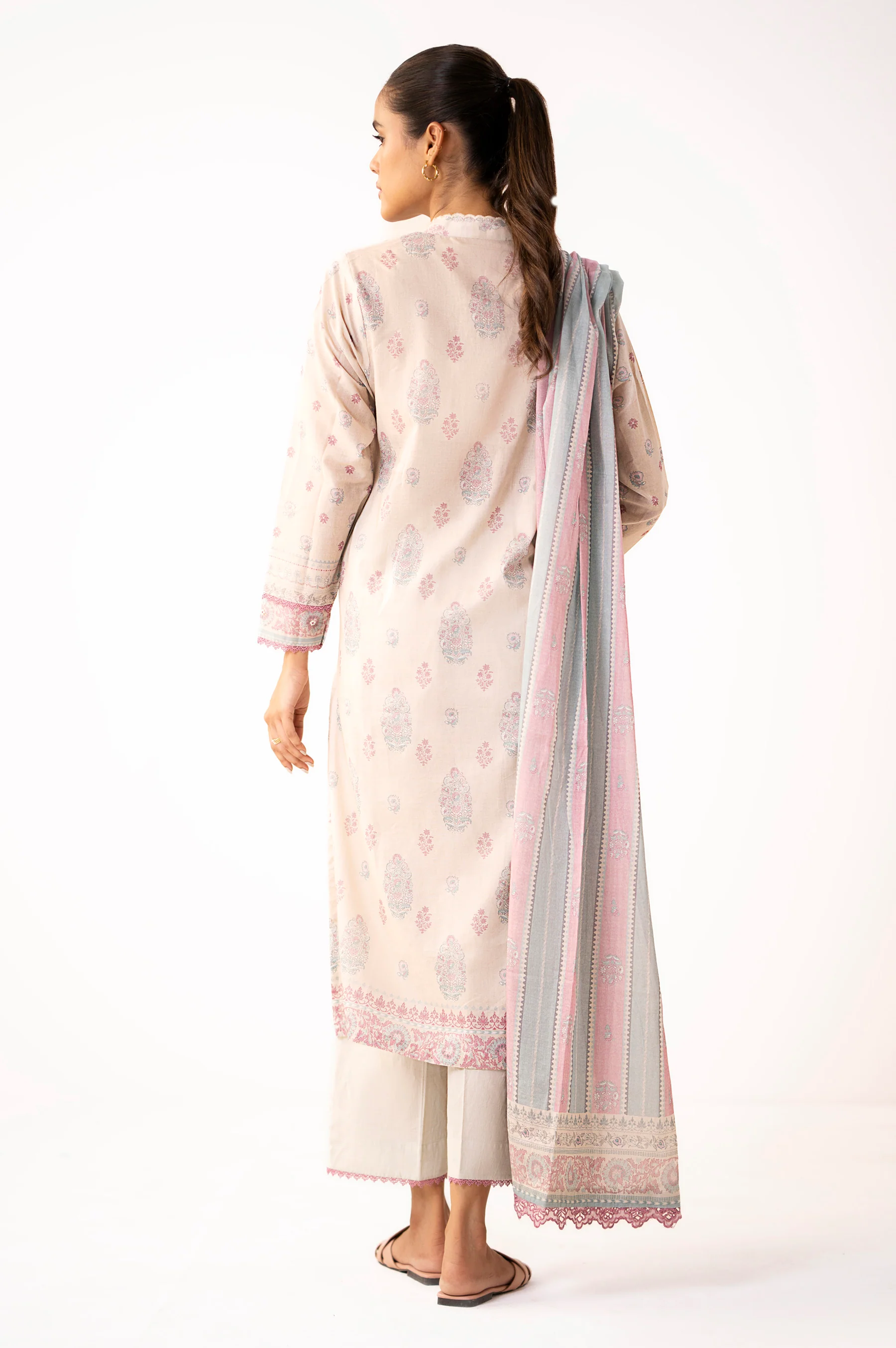 Unstitched 3 Piece Printed Lawn Suit - Image 4