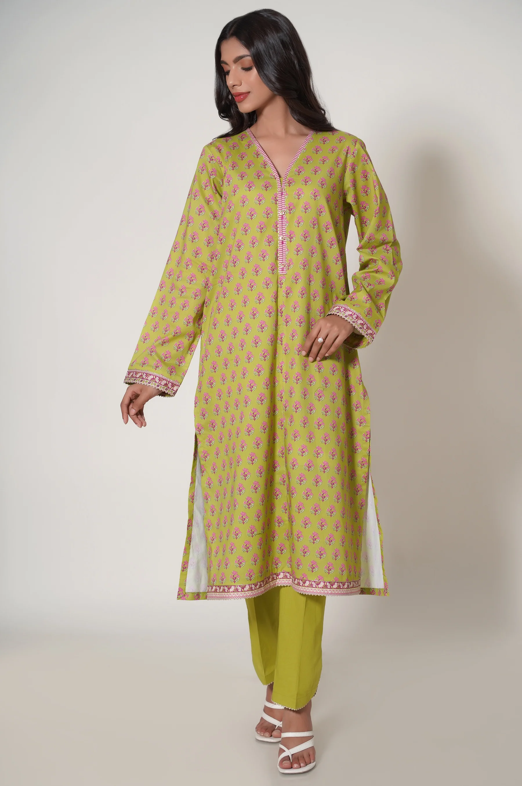 Unstitched 3 Piece Printed Cambric Suit - Image 2