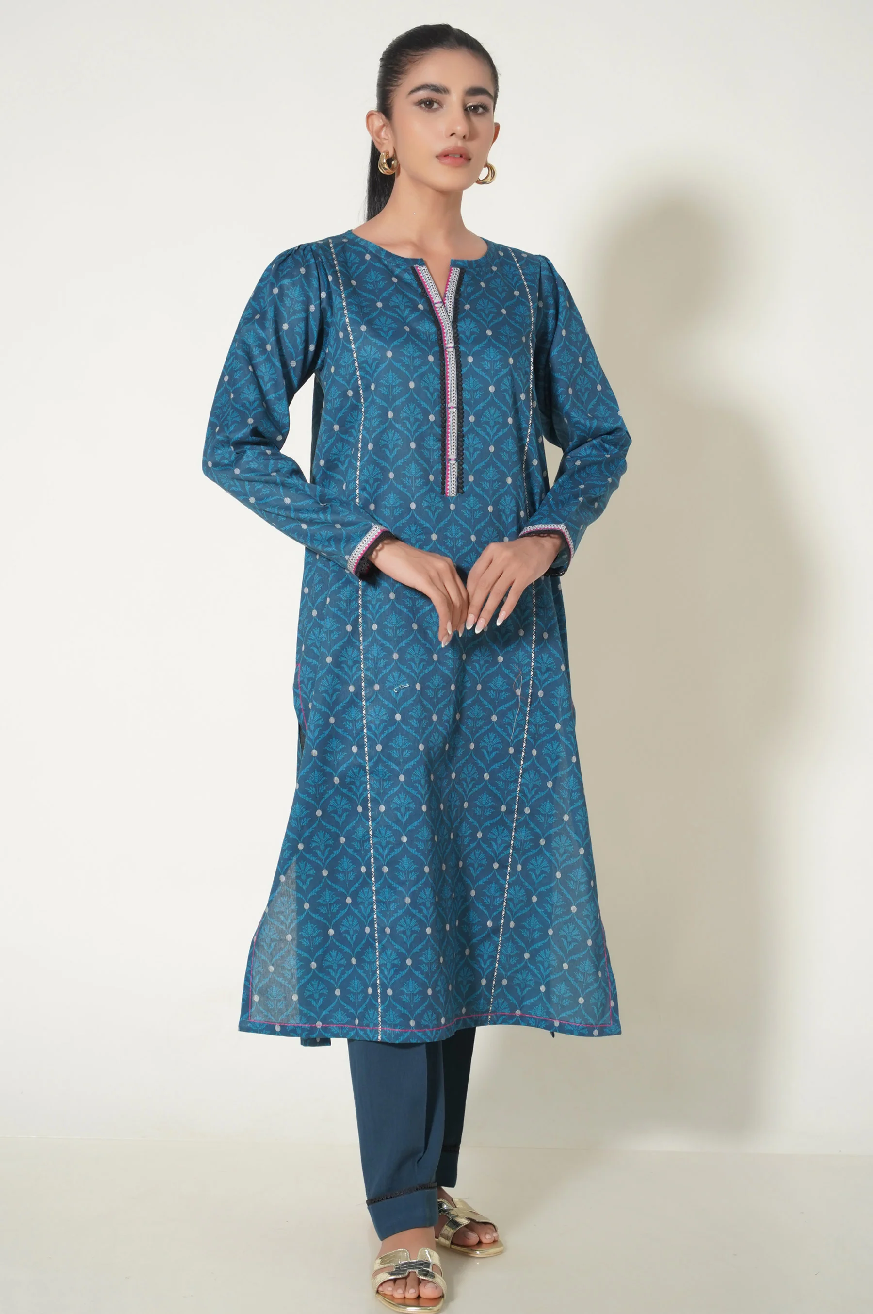 Unstitched 3 Piece Cottel Printed Suit - Image 5