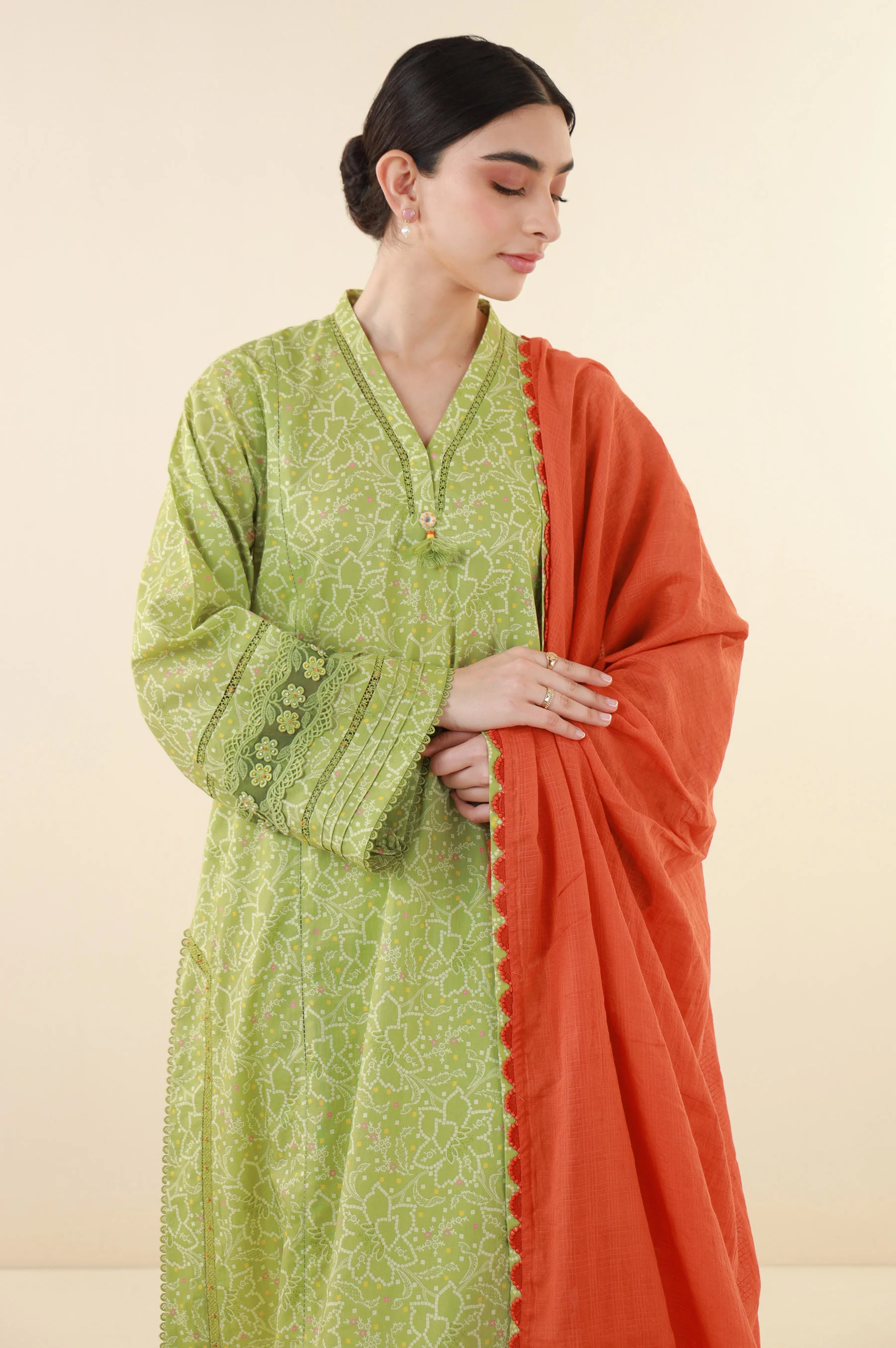 Unstitched 3 Piece Printed Lawn Suit - Image 3