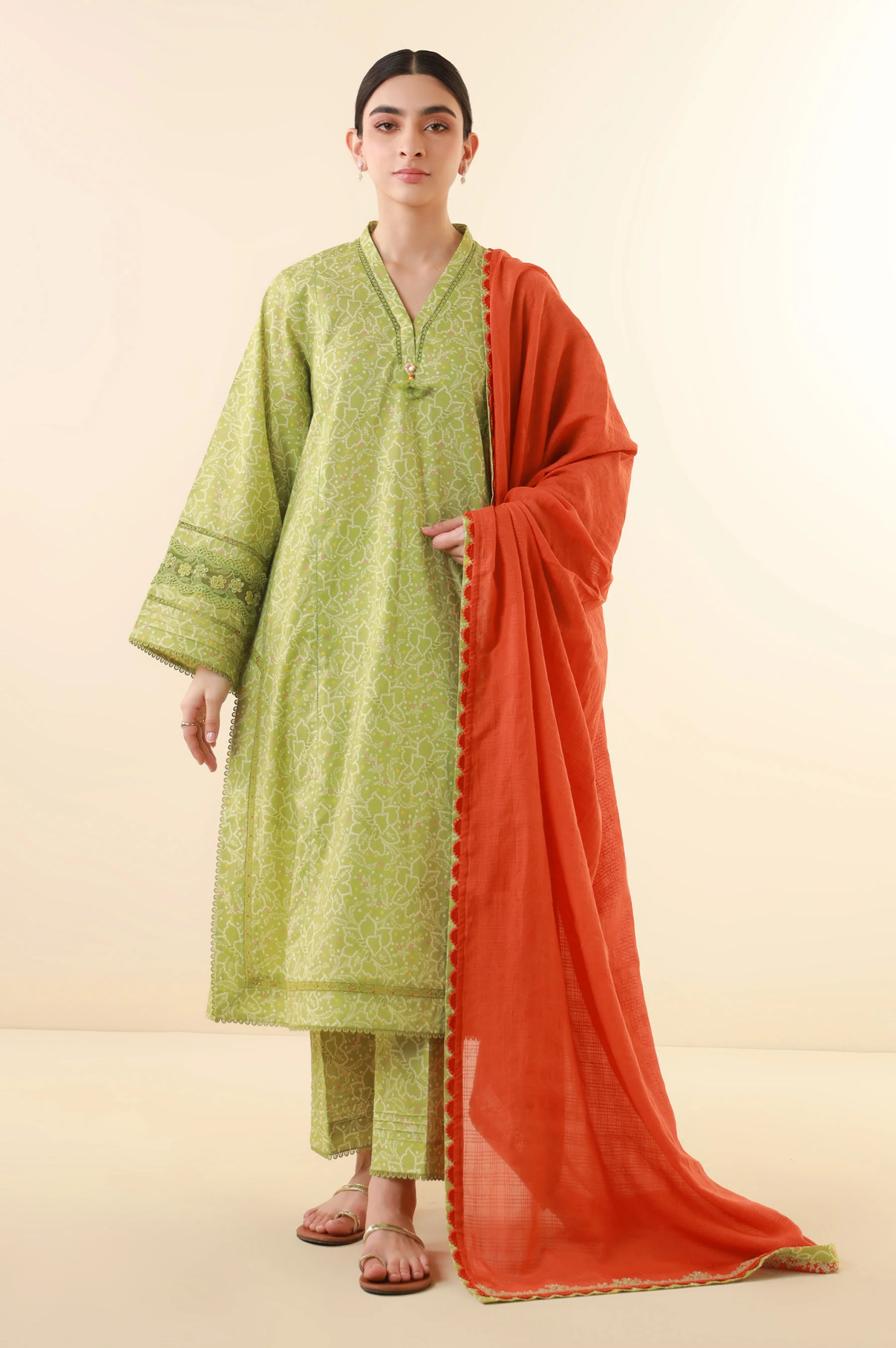 Unstitched 3 Piece Printed Lawn Suit - Image 4