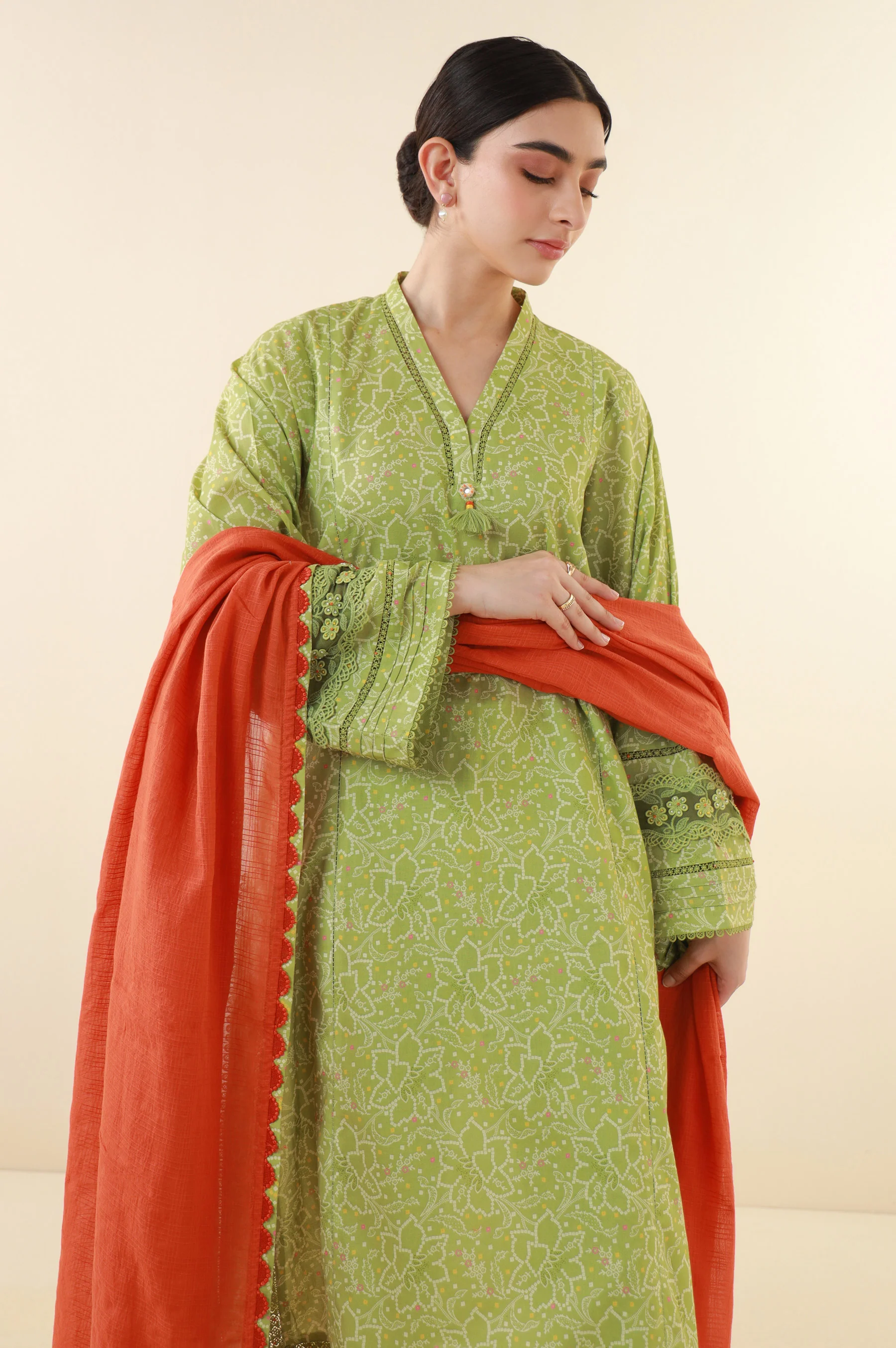 Unstitched 3 Piece Printed Lawn Suit - Image 5
