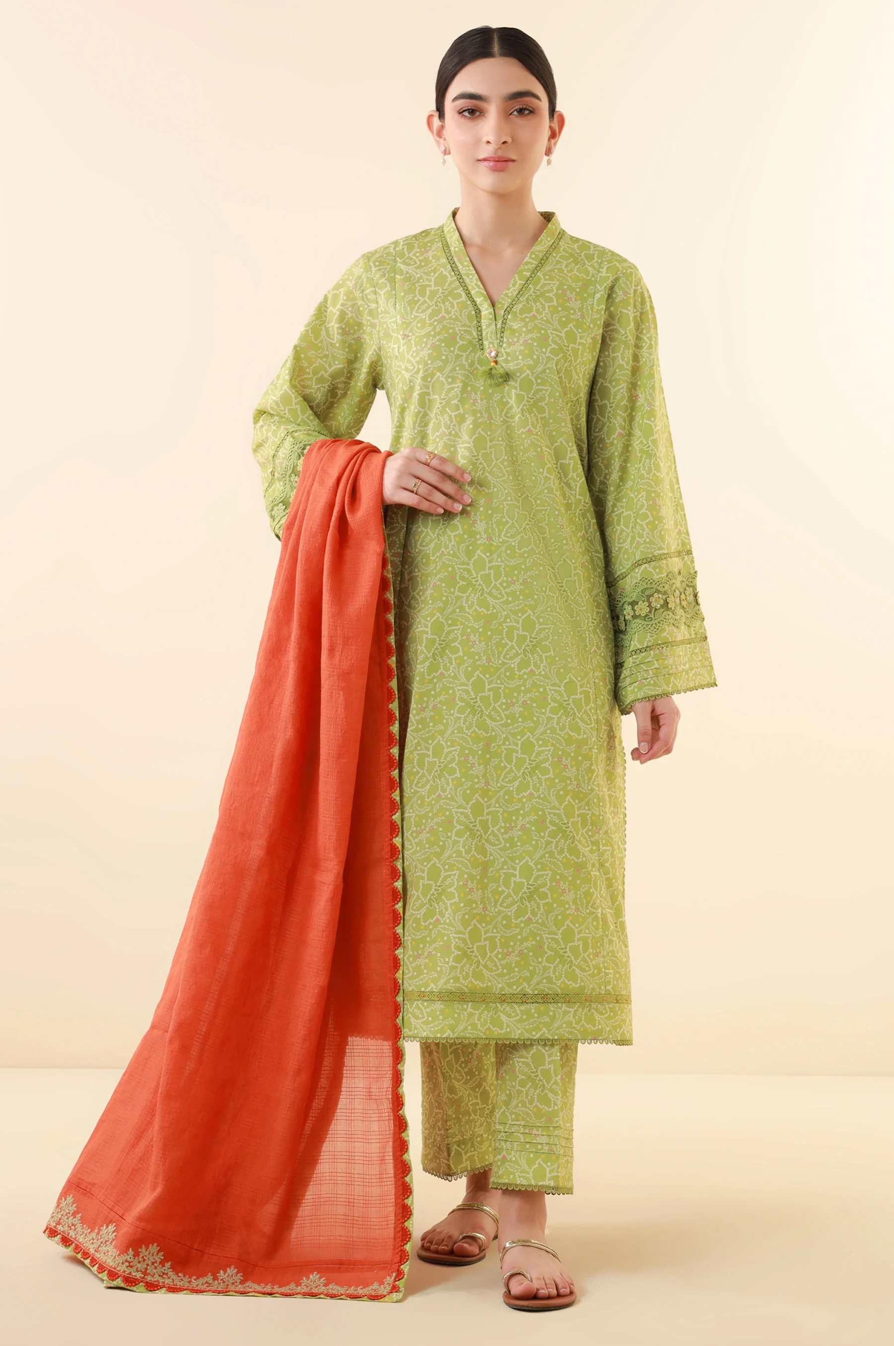 Unstitched 3 Piece Printed Lawn Suit - Image 7