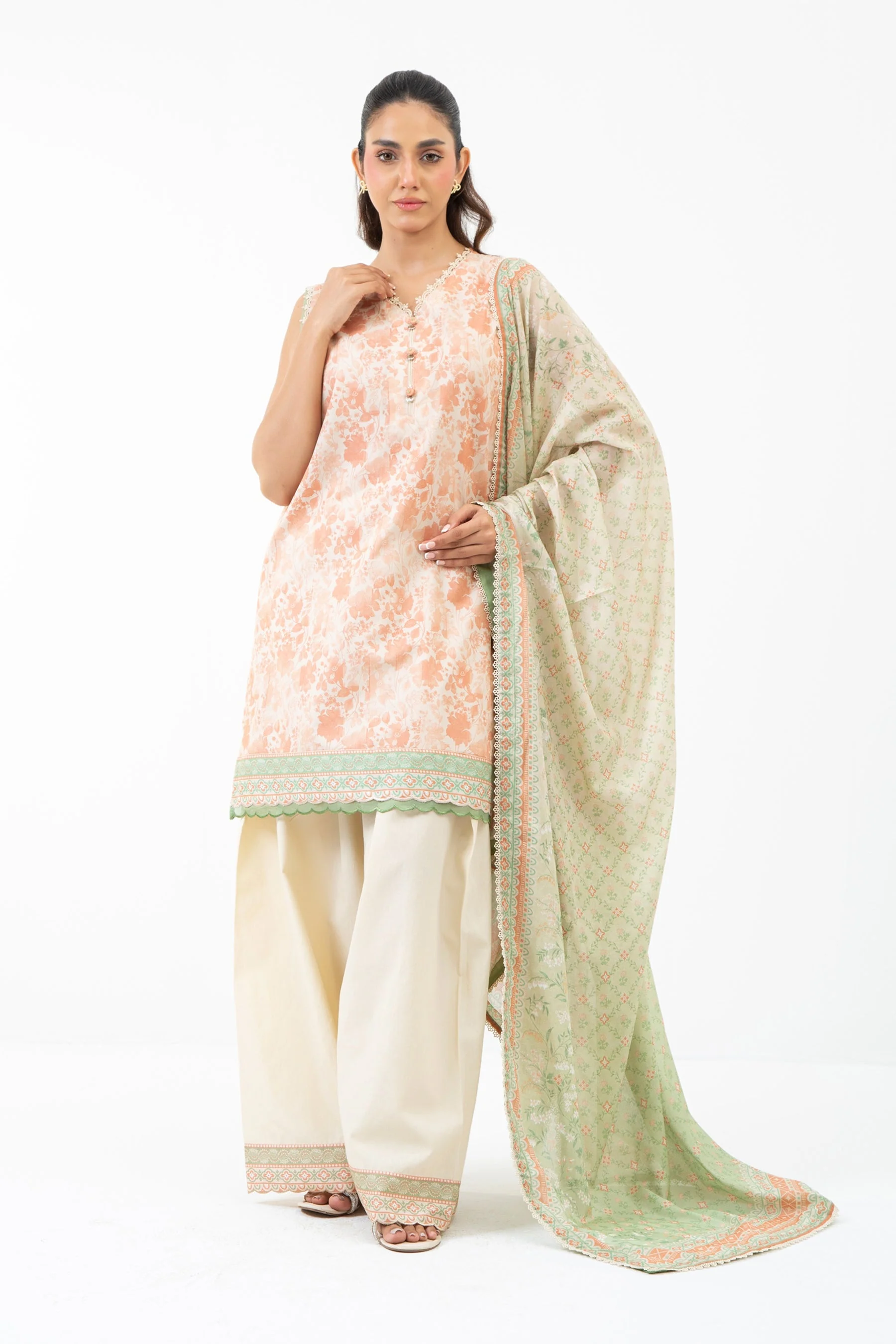 PRINTED CAMBRIC UNSTITCHED 3 PIECE SUIT - Image 4