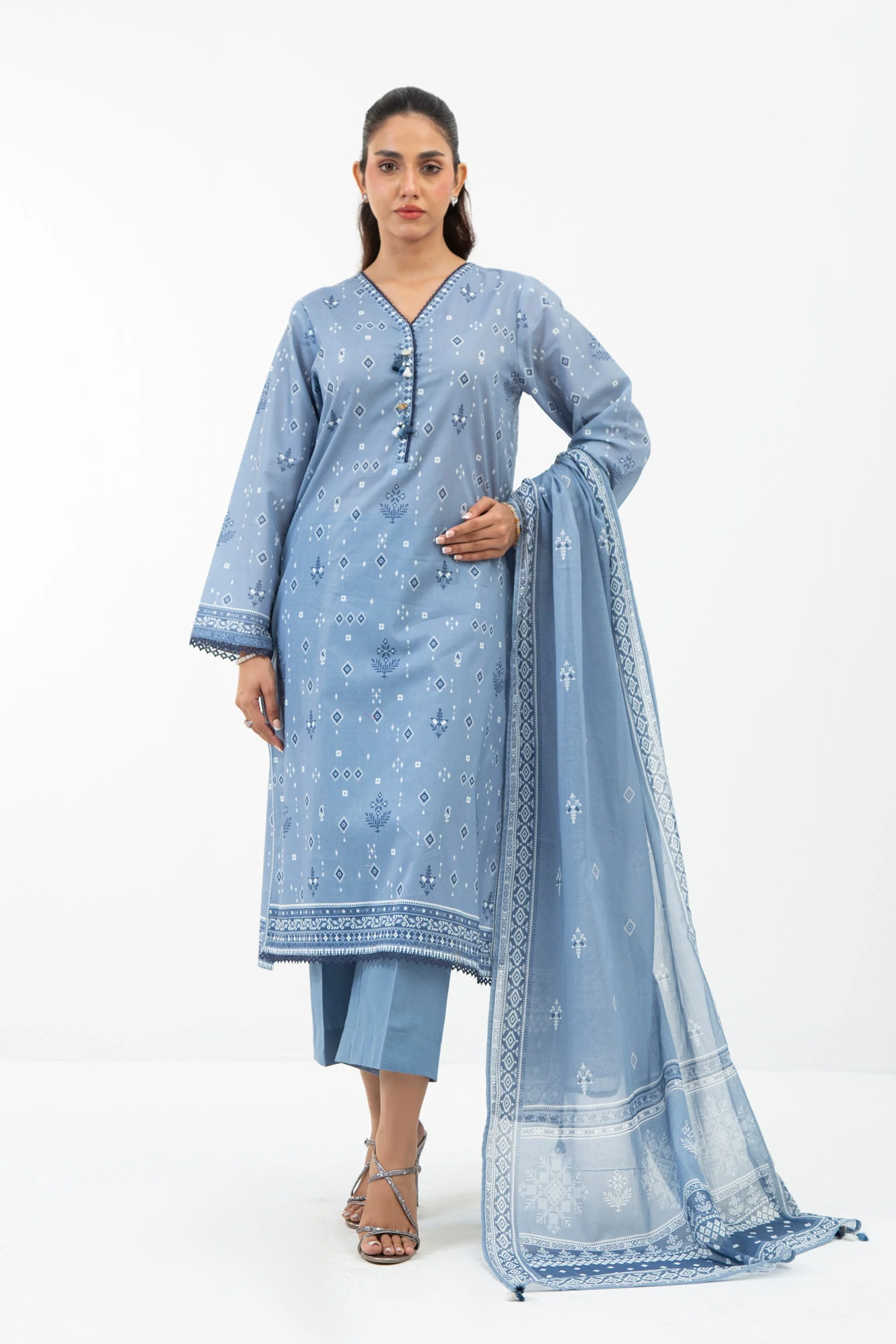 PRINTED LAWN UNSTITCHED 3 PIECE SUIT - Image 6