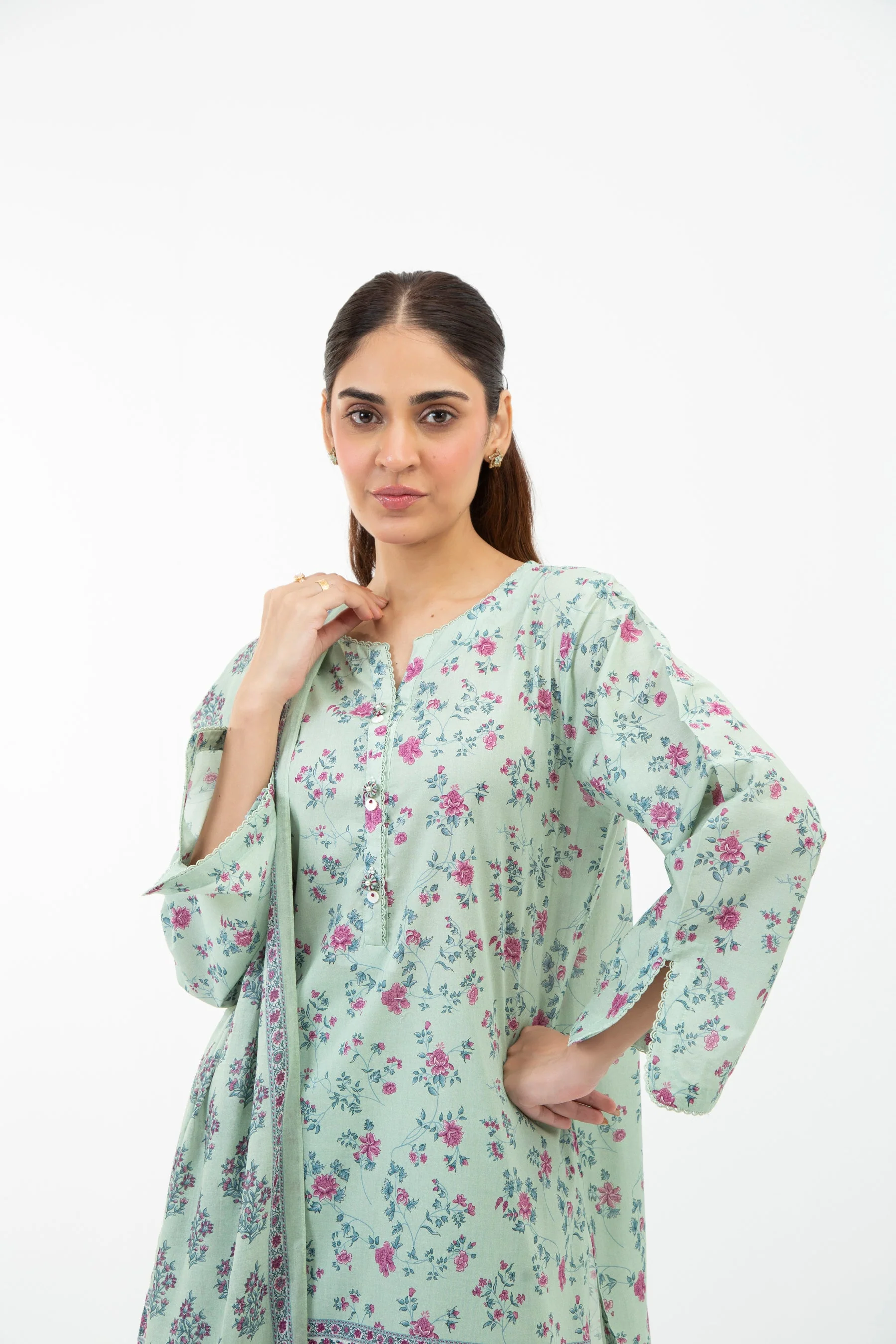 PRINTED LAWN UNSTITCHED 3 PIECE SUIT - Image 6