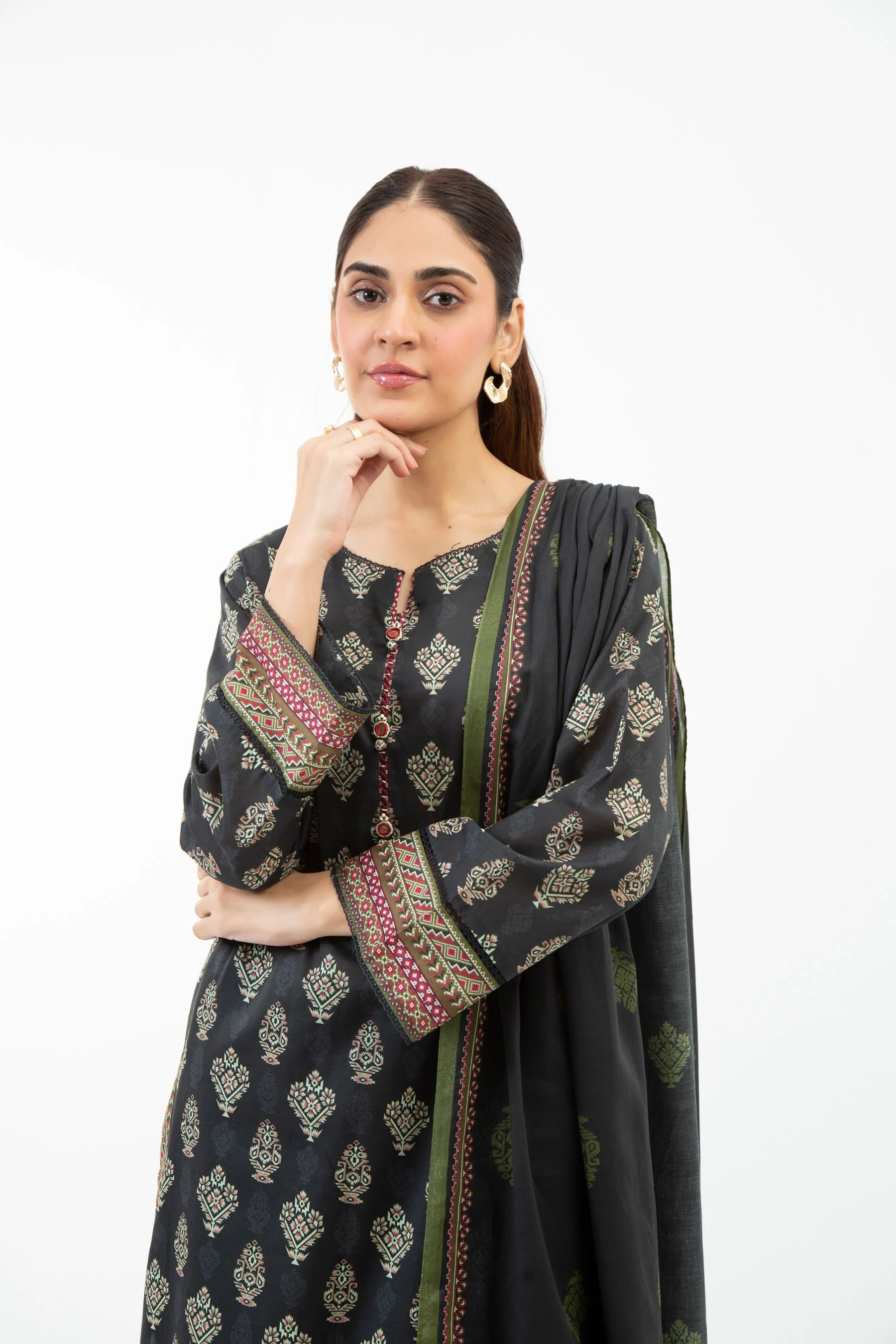 PRINTED LAWN UNSTITCHED 3 PIECE SUIT - Image 3