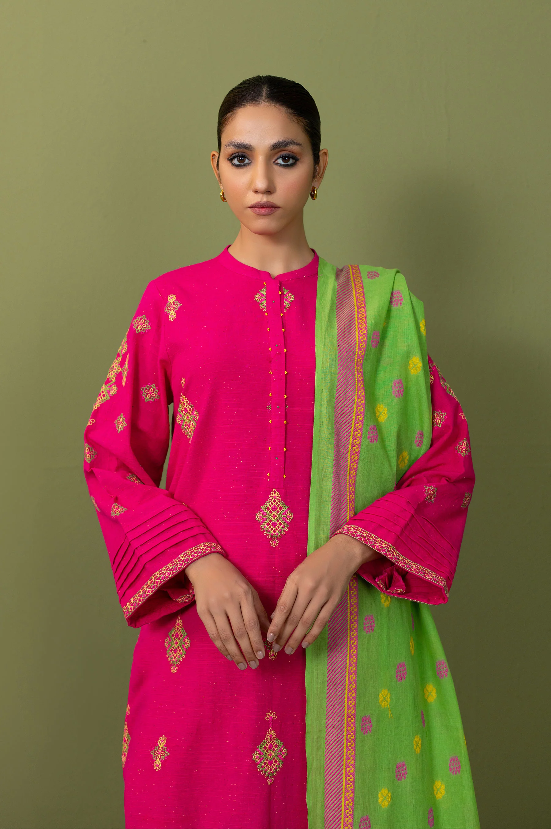 Unstitched 3 Piece Textured Slub Suit - Image 2
