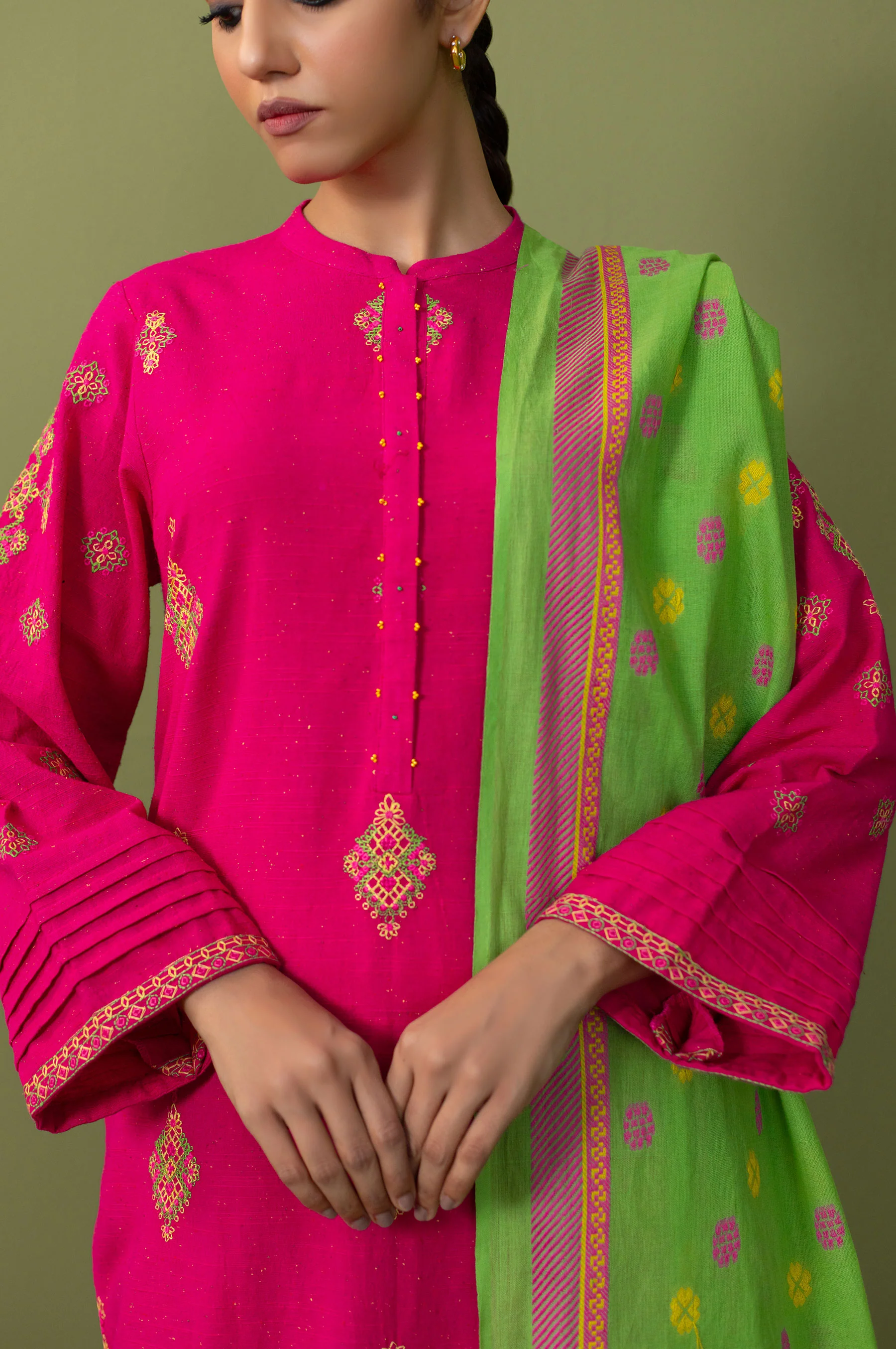 Unstitched 3 Piece Textured Slub Suit - Image 6