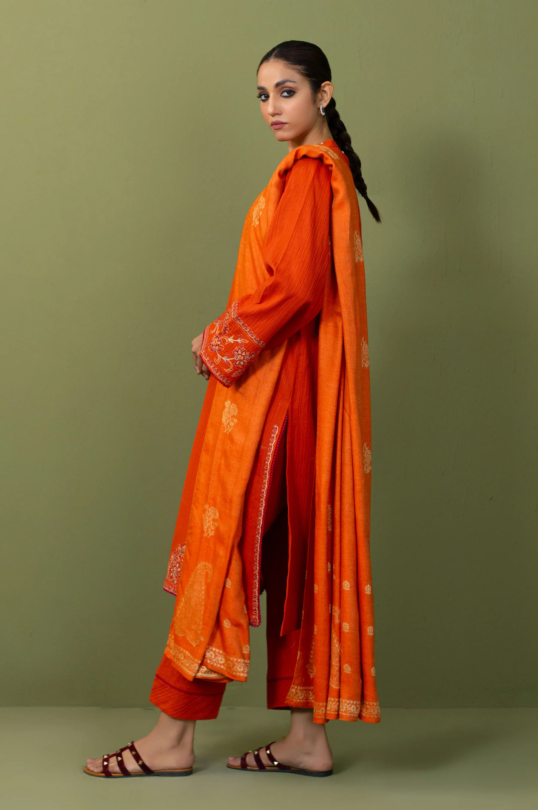 Unstitched 3 Piece Textured Slub Suit - Image 3