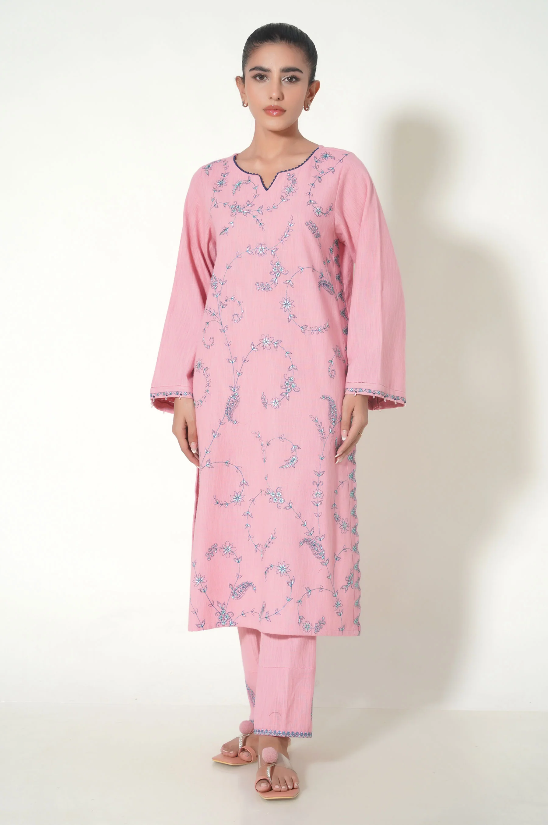 Unstitched 3 Piece Textured Slub Suit - Image 4