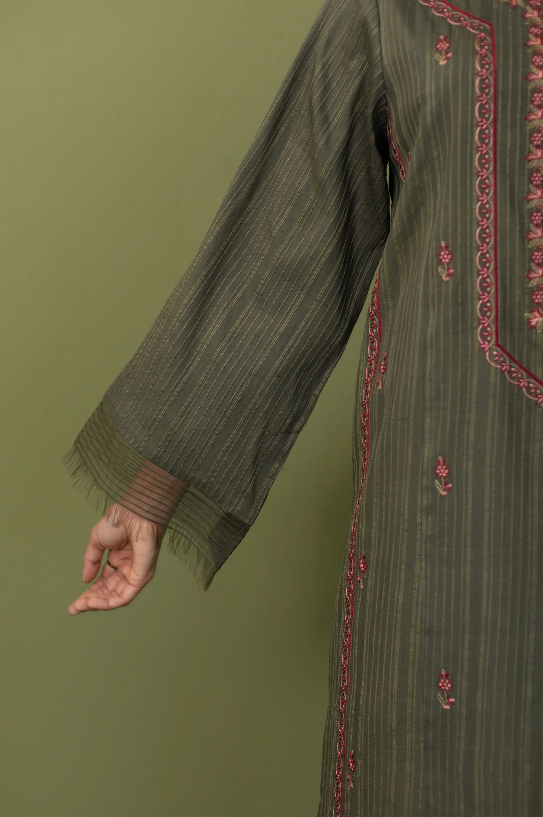 Unstitched 3 Piece Textured Slub Suit - Image 7