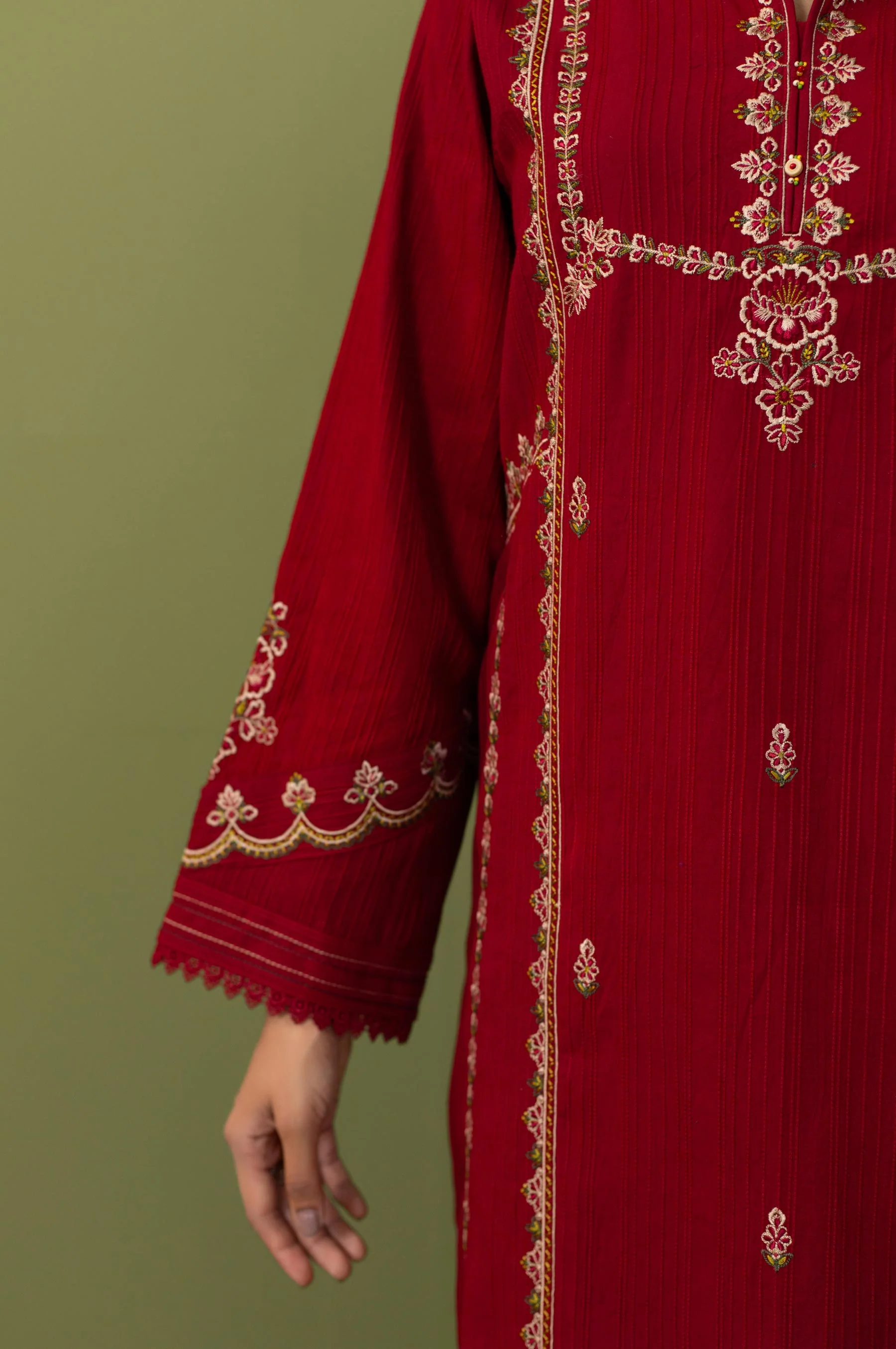 Unstitched 3 Piece Textured Slub Suit - Image 8