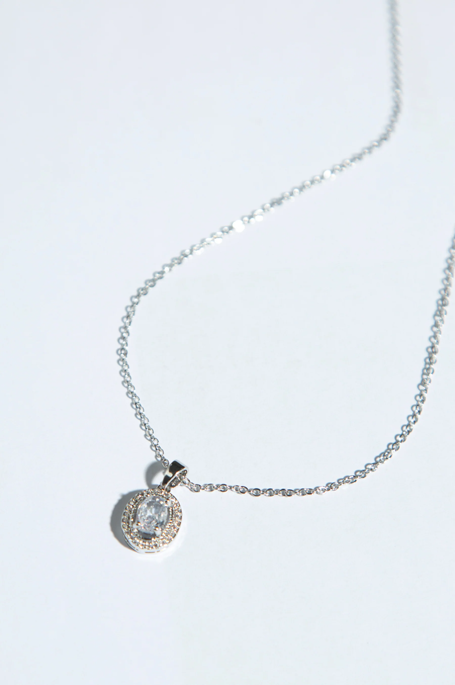 White Cubic Zirconia Drop Locket with Chain