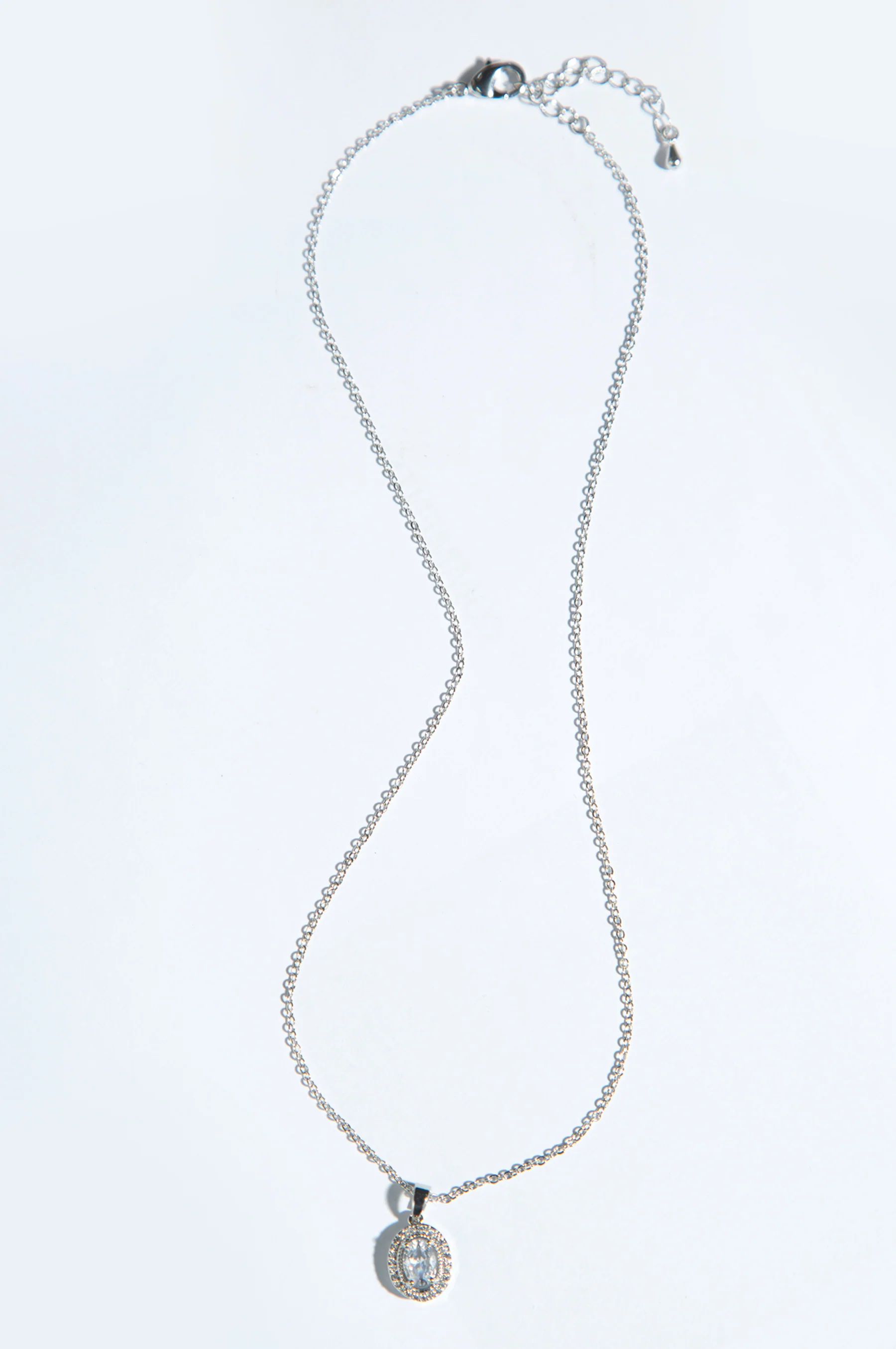 White Cubic Zirconia Drop Locket with Chain - Image 3