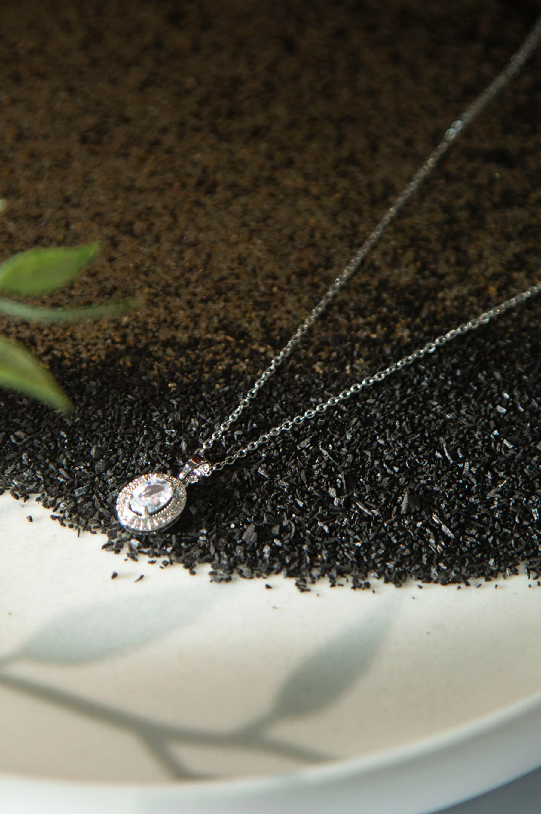 White Cubic Zirconia Drop Locket with Chain - Image 5