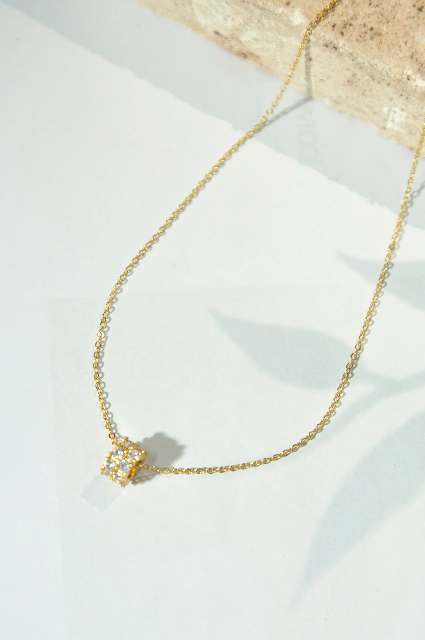 Golden White CZ Locket With Chain - Image 4