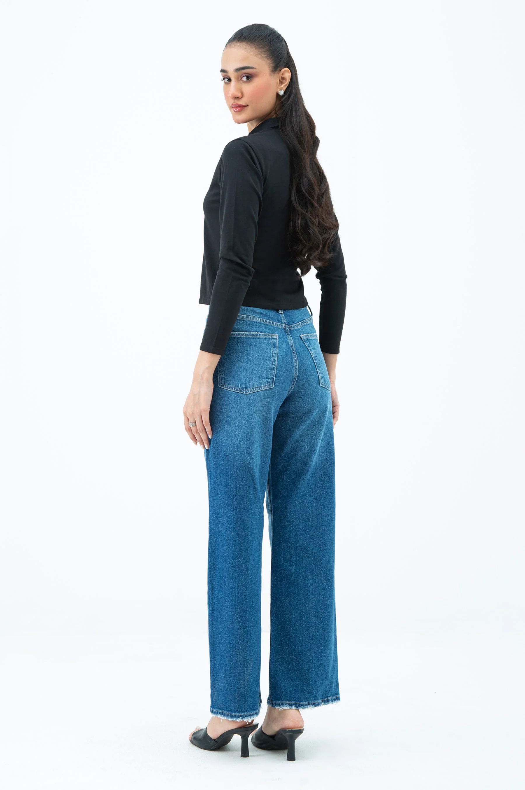 WIDE LEG DENIM PANTS (FACTORY E-OUTLET) - Image 2