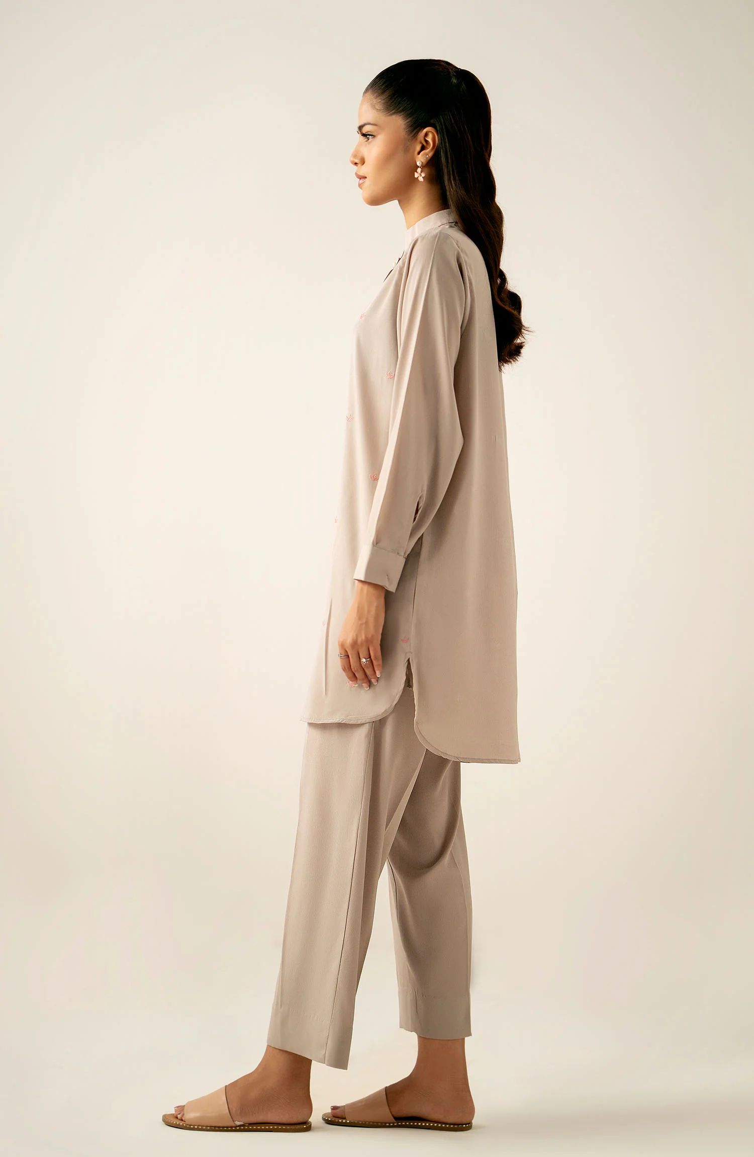 Zeen Western Silk Co-ord Set - Grey - Image 3