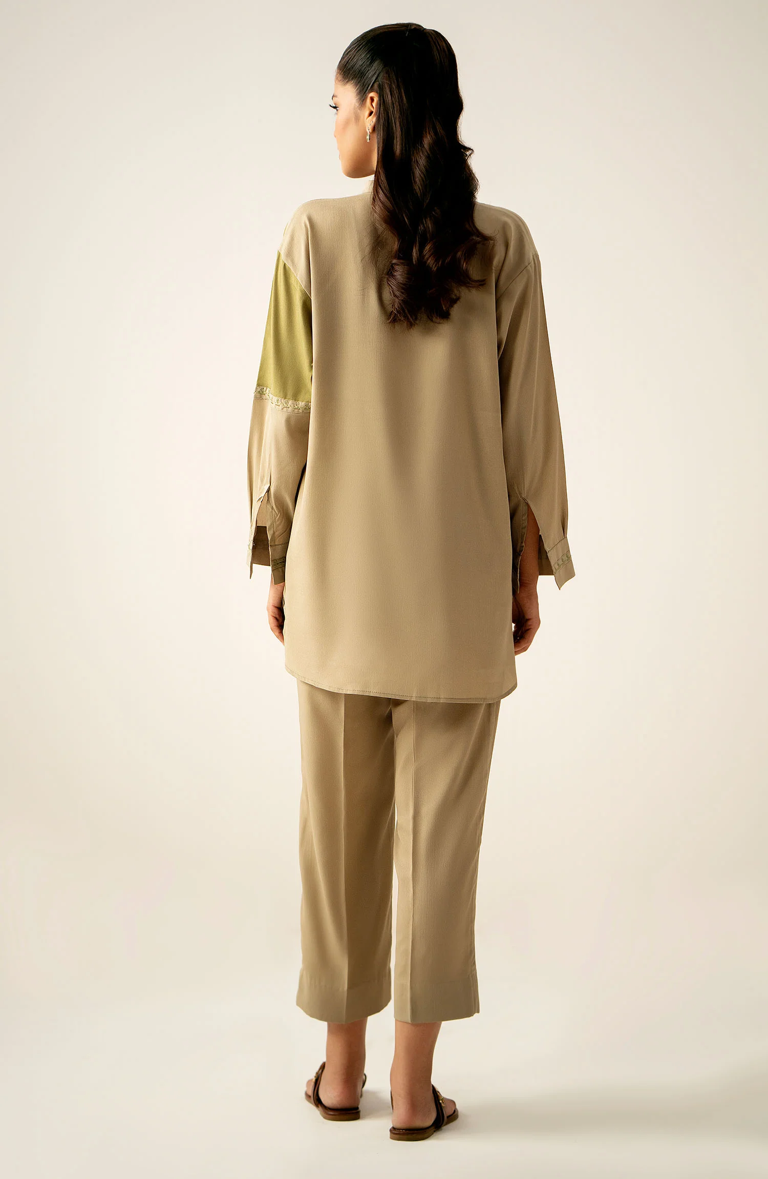 Zeen Western Silk Co-ord Set - Cream - Image 5