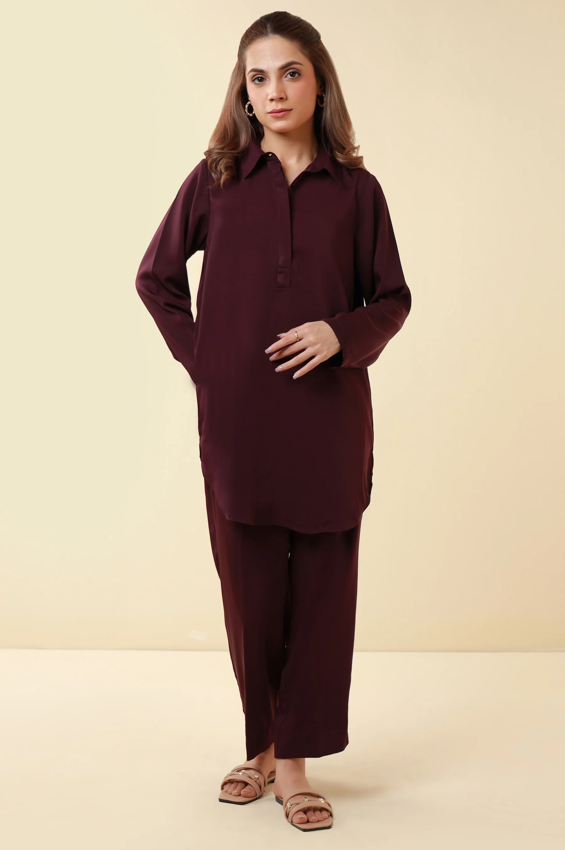 Zeen Western Silk Co-ord Set - Magenta