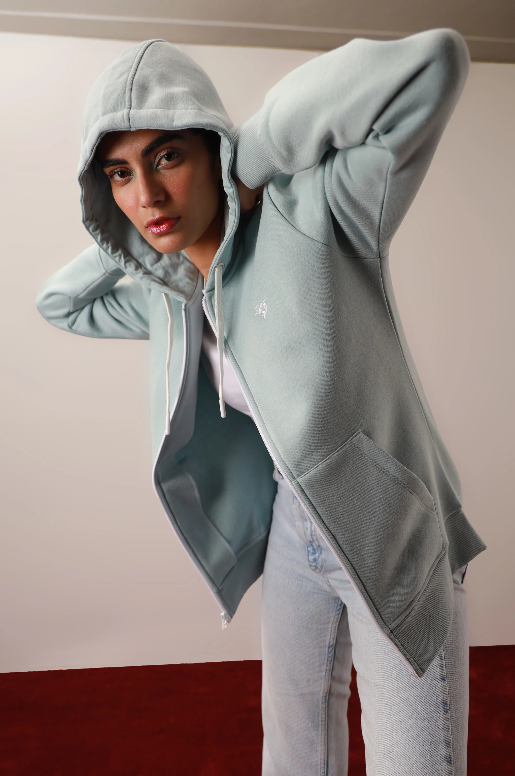 Light Blue Zipper Hoodie - Image 3