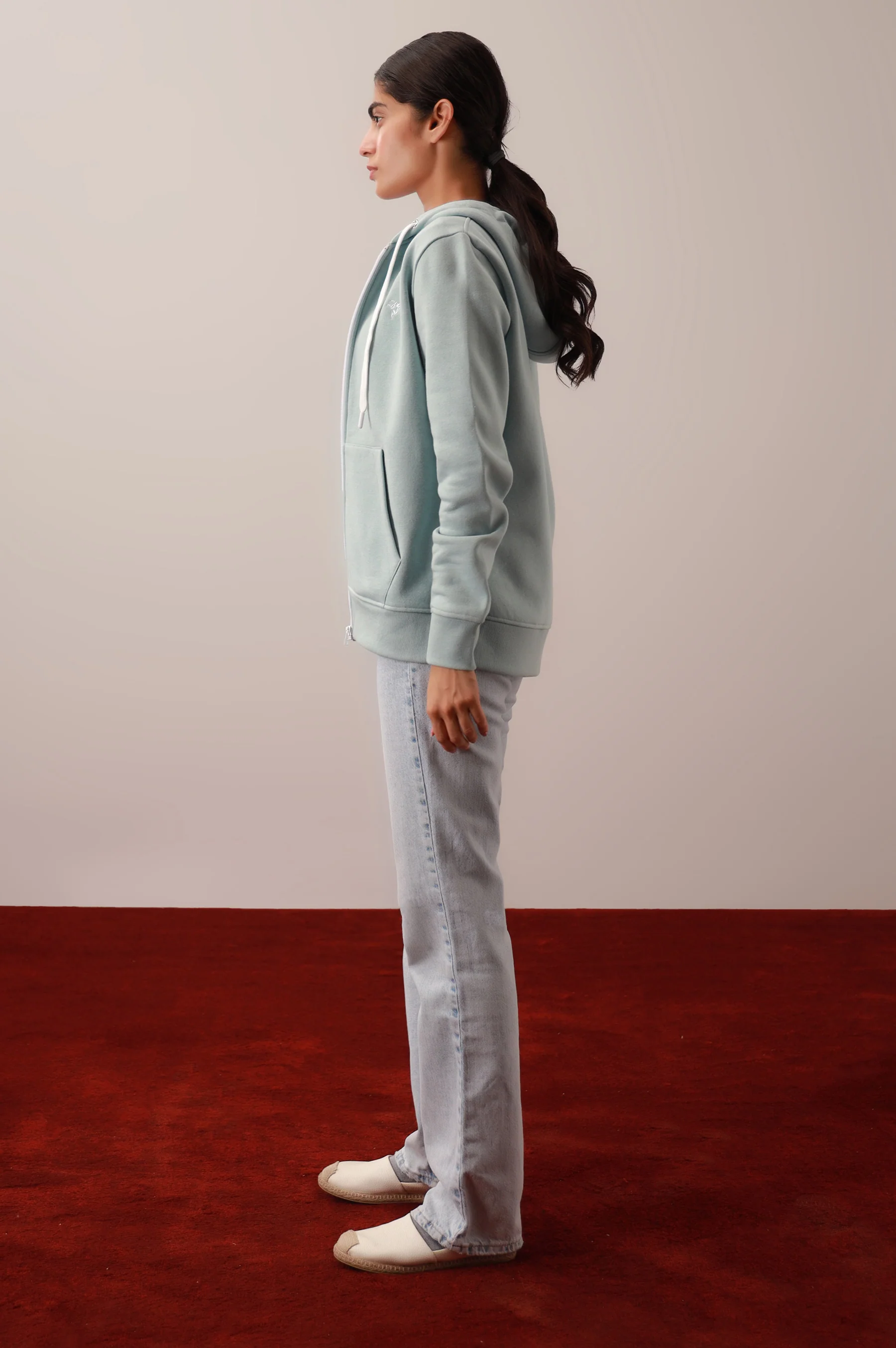 Light Blue Zipper Hoodie - Image 4