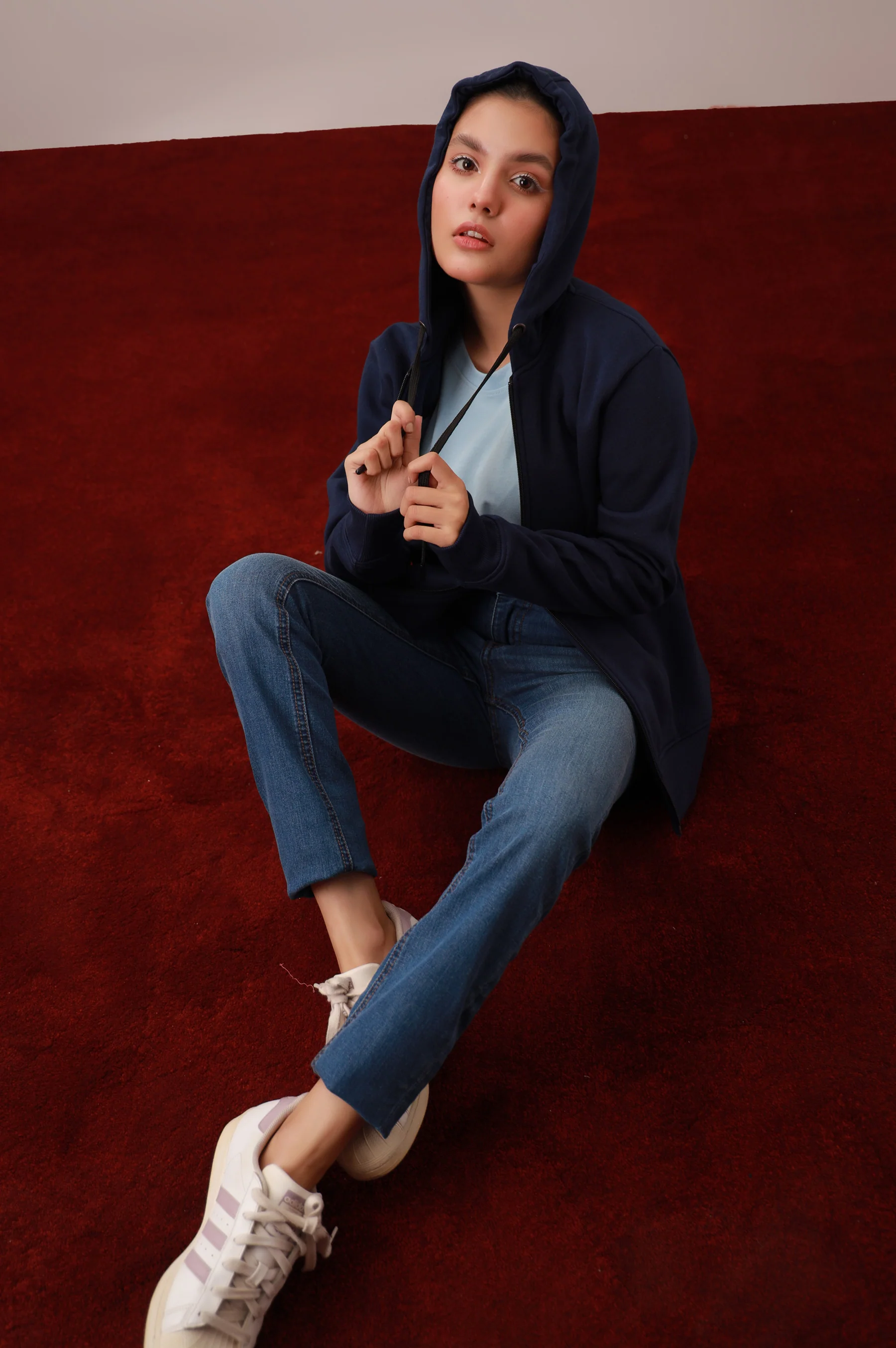 Navy Blue Zipper Hoodie - Image 2
