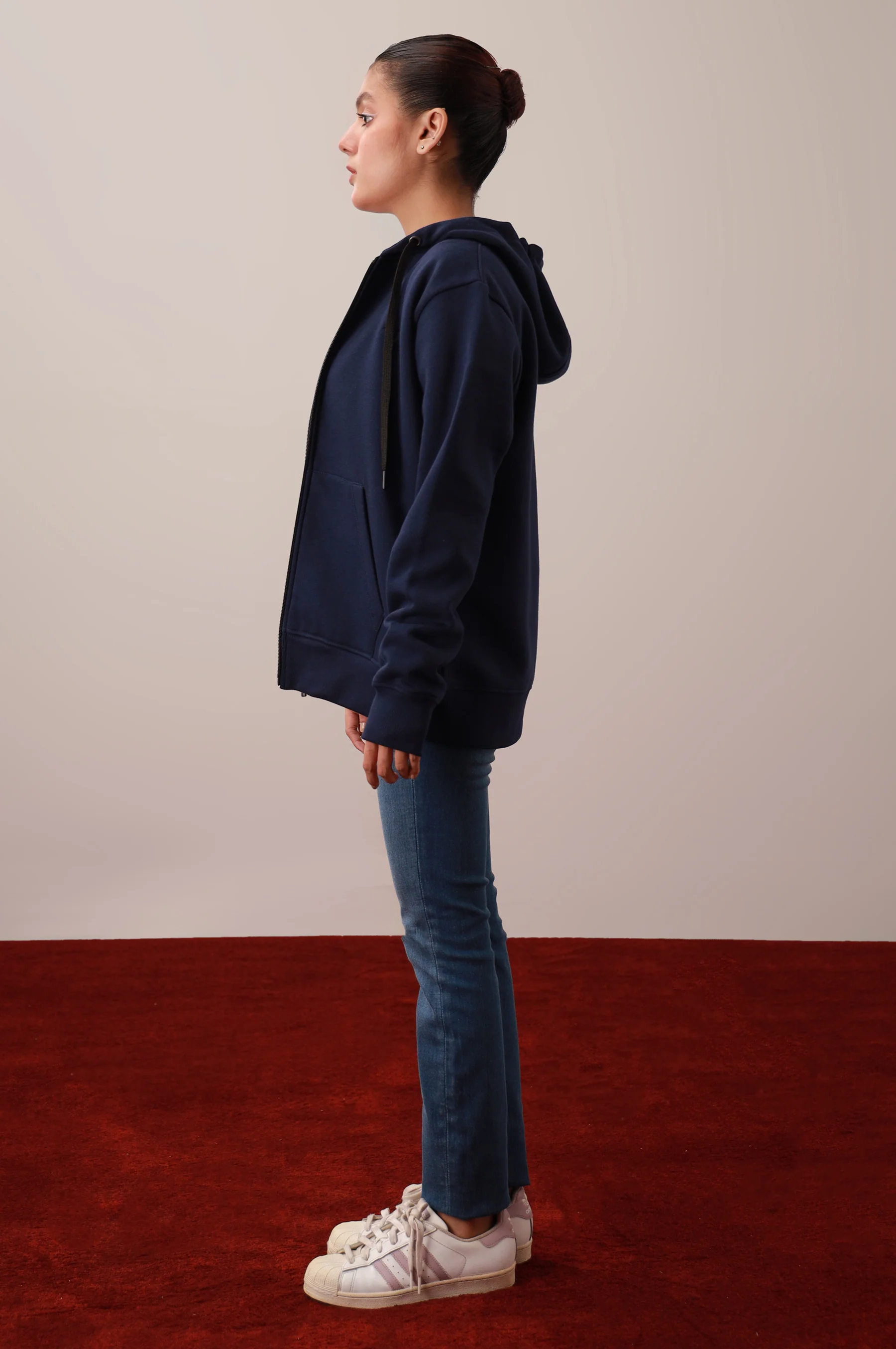 Navy Blue Zipper Hoodie - Image 3