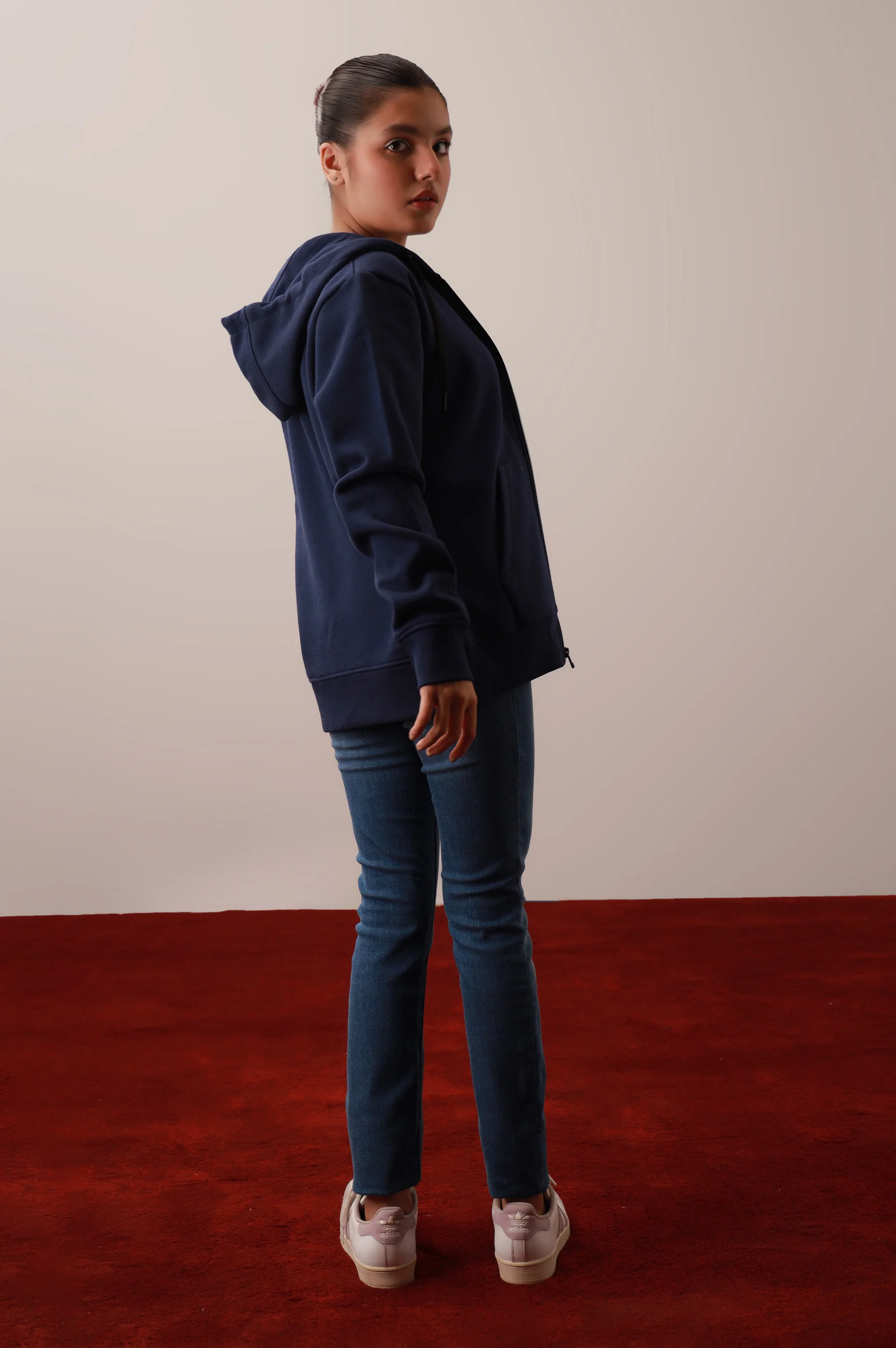 Navy Blue Zipper Hoodie - Image 6